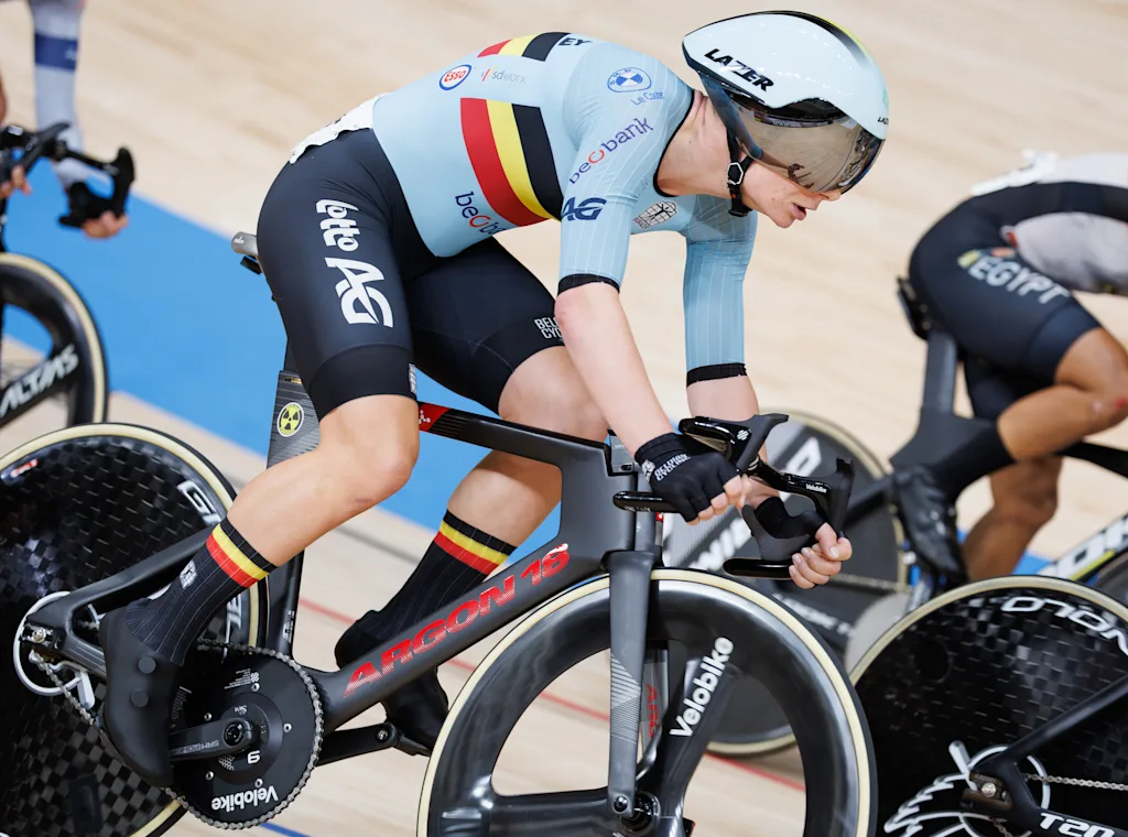 Belgian Lotte Kopecky pictured in action during the Scratch race of the Women's Omnium event at the UCI Track Cycling World Championships in Shanghai, China on Friday 16 October 2026. The worlds are taking place from 14 to 18 October 2026. BELGA PHOTO BENOIT DOPPAGNE