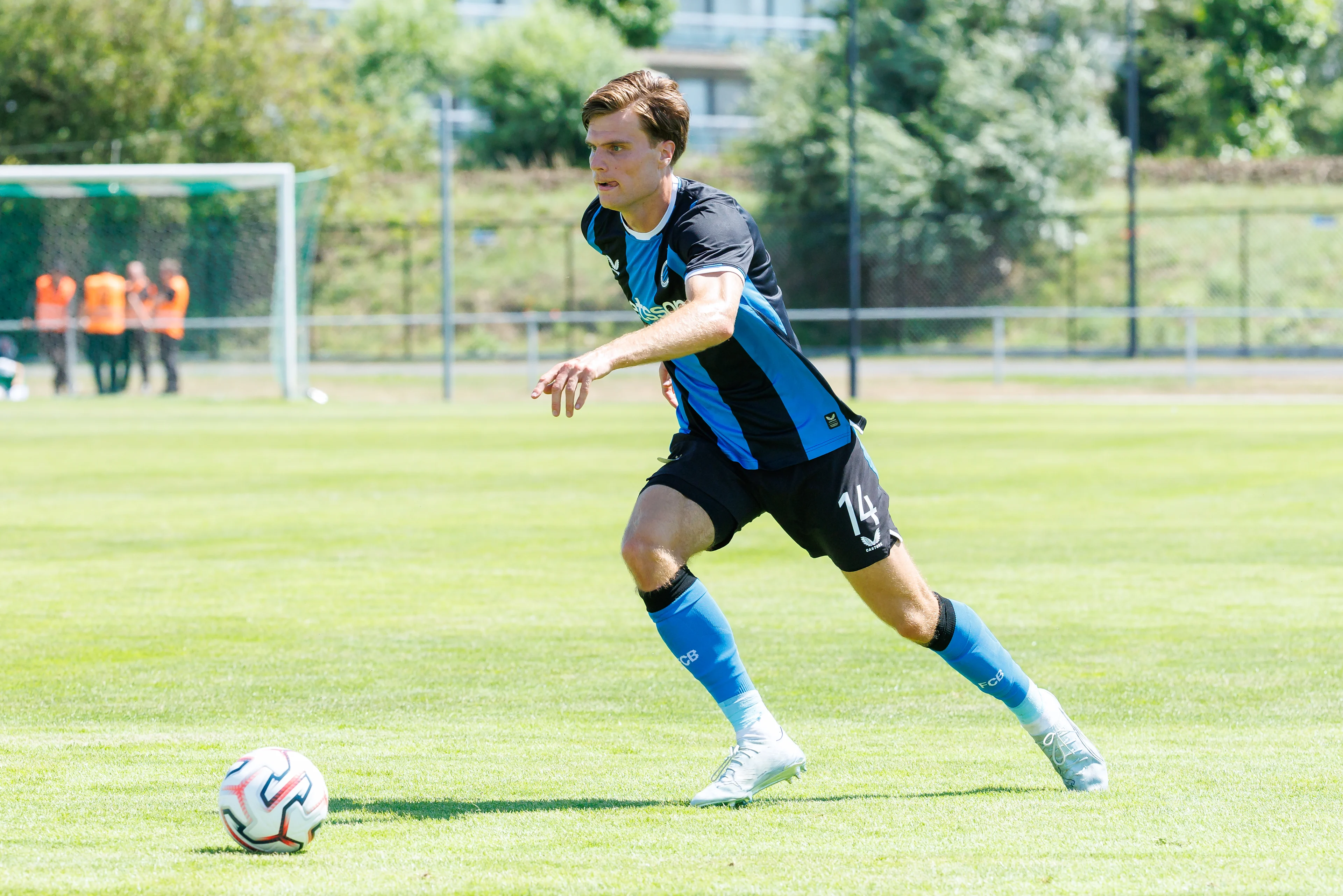 Club's Bjorn Meijer pictured in action during a friendly soccer game between KV Kortrijk vs Club Brugge, on Saturday 04 July 2026 in Knokke-Heist, in preparation of the upcoming 2026-2027 Belgian first division soccer season. BELGA PHOTO KURT DESPLENTER