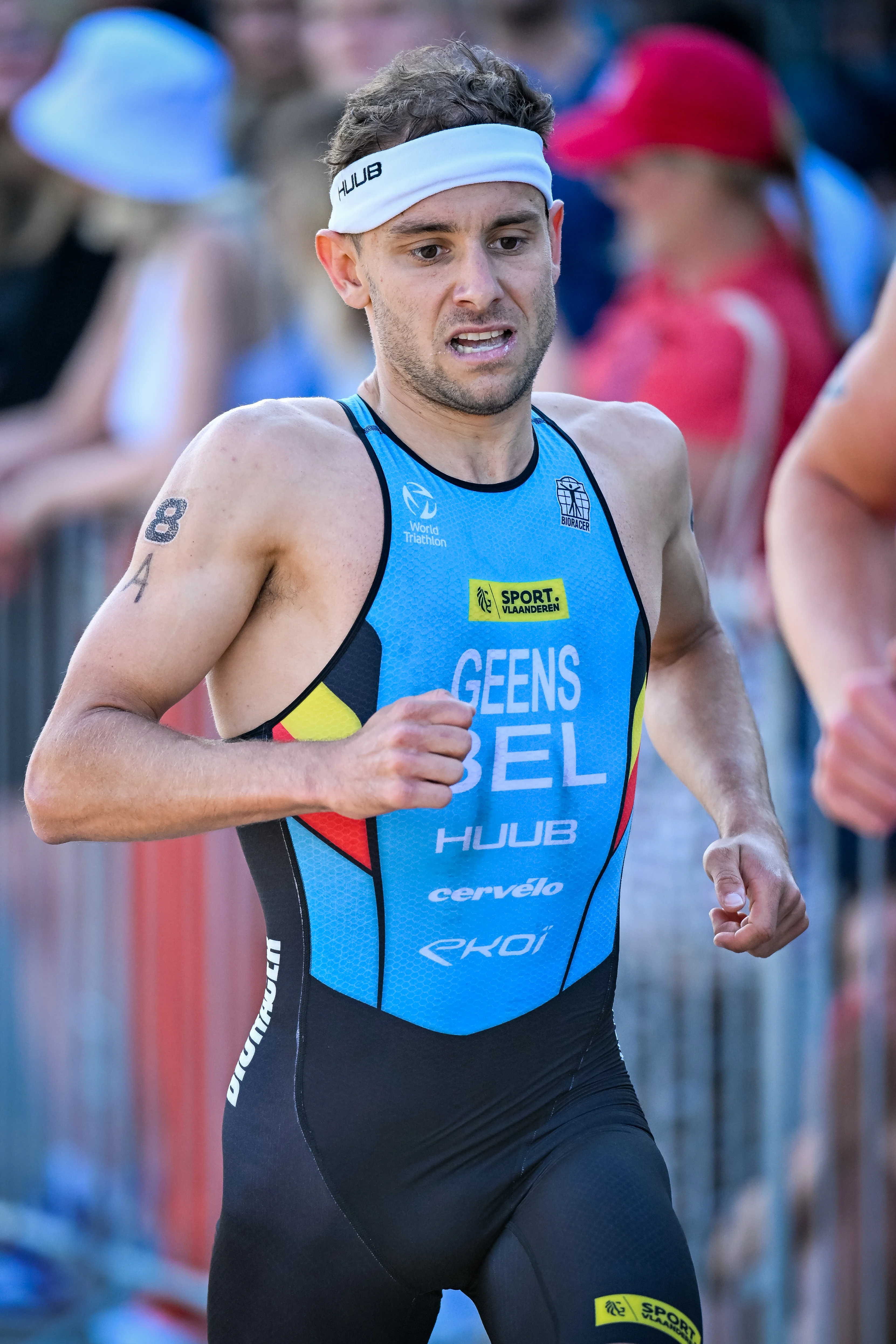 Belgian triathlete Jelle Geens pictured in action during the Mixed Relay Triathlon European Championships Munich 2022, in Munich, Germany, on Sunday 14 August 2022. The second edition of the European Championships takes place from 11 to 22 August and features nine sports. BELGA PHOTO ERIC LALMAND