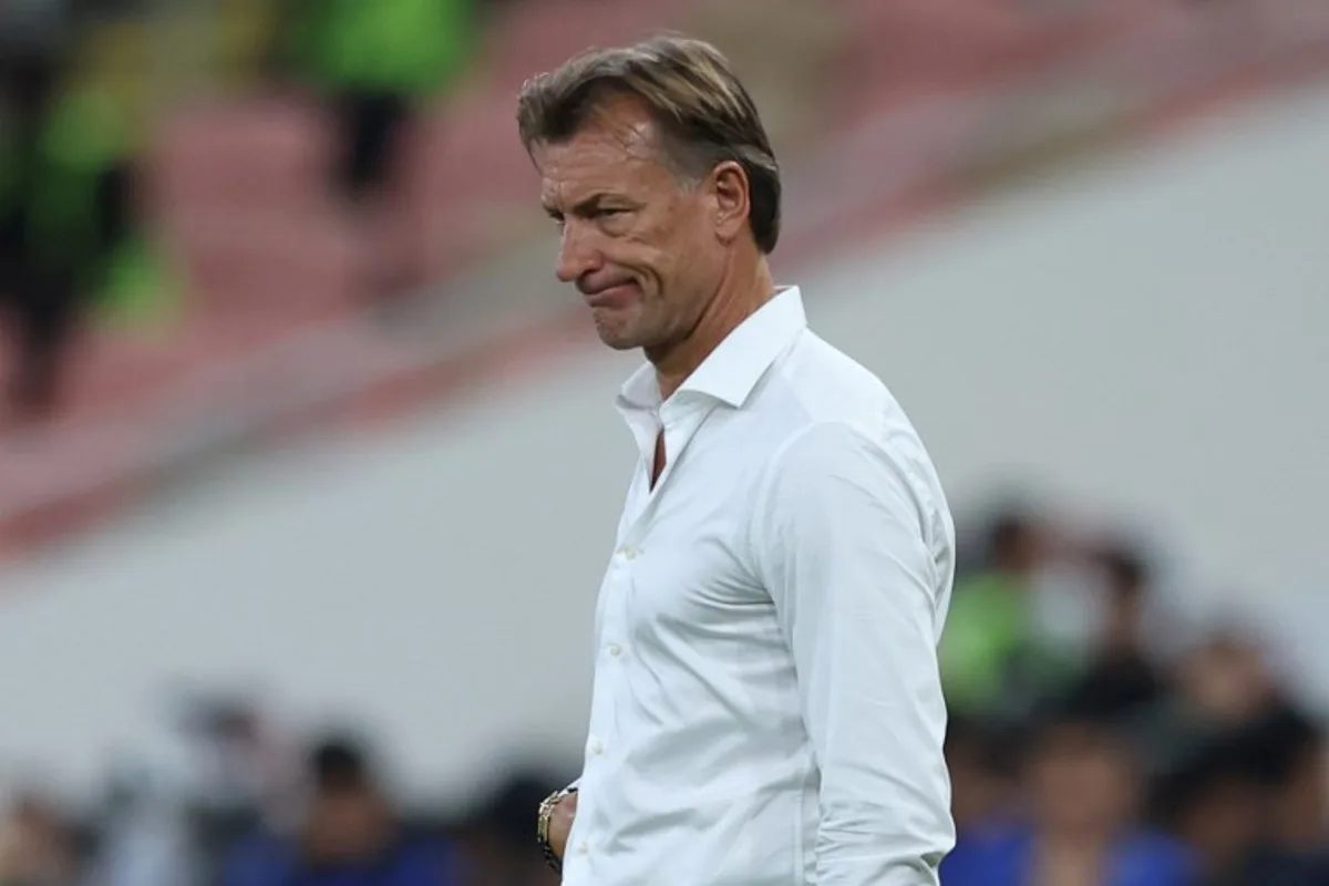 Saudi Arabia's French coach Herve Renard reacts during the FIFA World Cup 2026 Asia zone qualifiers group C football match between Saudi Arabia and Australia at the King Abdullah Sport City in Jeddah on June 10, 2025. Abdel Ghani BASHIR / AFP