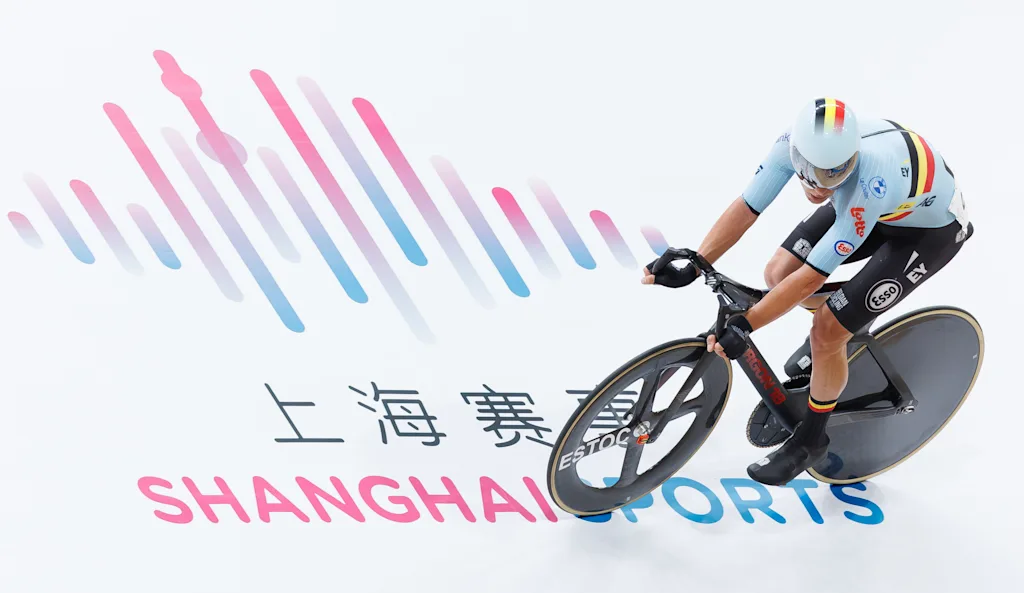 Belgian Jules Hesters pictured in action during the Men's Points Race event at the UCI Track Cycling World Championships in Shanghai, China on Friday 16 October 2026. The worlds are taking place from 14 to 18 October 2026. BELGA PHOTO BENOIT DOPPAGNE