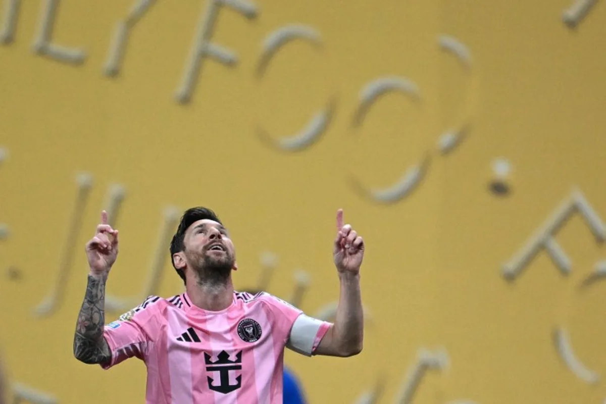 Inter Miami's Argentine forward #10 Lionel Messi celebrates after scoring a goal during the FIFA Club World Cup 2025 Group A football match between US Inter Miami and Portugal's FC Porto at the Mercedes-Benz stadium in Atlanta on June 19, 2025. Federico PARRA / AFP