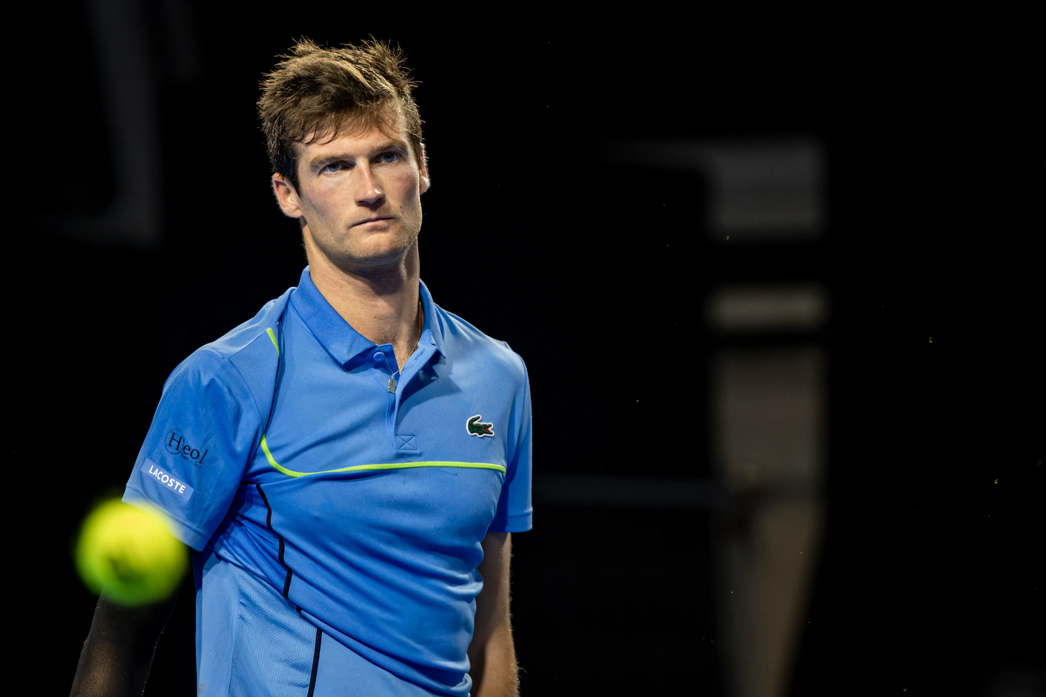 French Manuel Guinard pictured during the qualifying phase of the European Open Tennis ATP tournament, in Antwerp, Monday 14 October 2024. BELGA PHOTO DAVID PINTENS