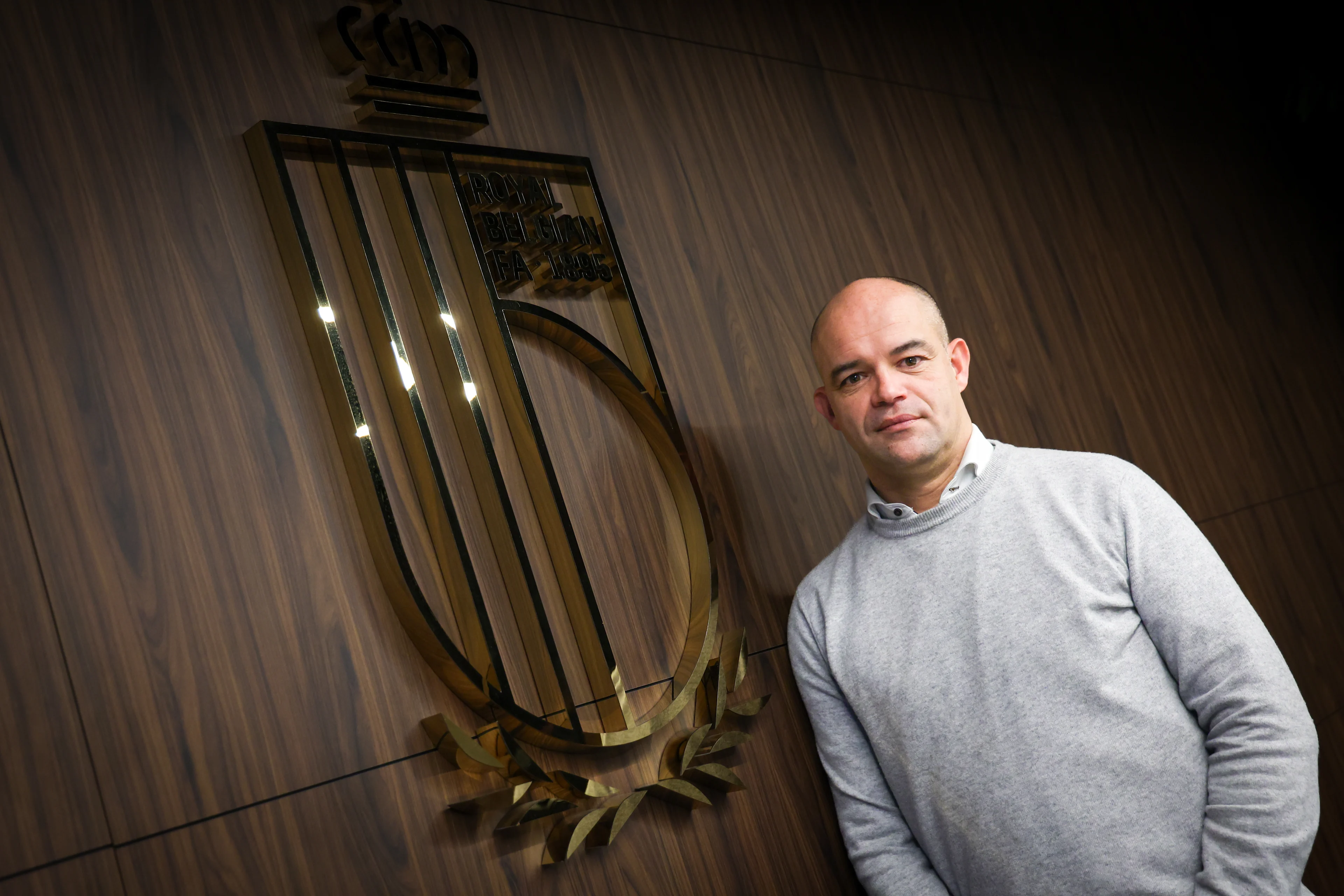 Belgium soccer union CEO Peter Willems poses for photographer after a press moment with Belgian soccer federation CEO, in marge of the preparations of Red Devils for the upcoming Nations League games against Italy and Israel, Tuesday 12 November 2024 in Tubize. BELGA PHOTO VIRGINIE LEFOUR