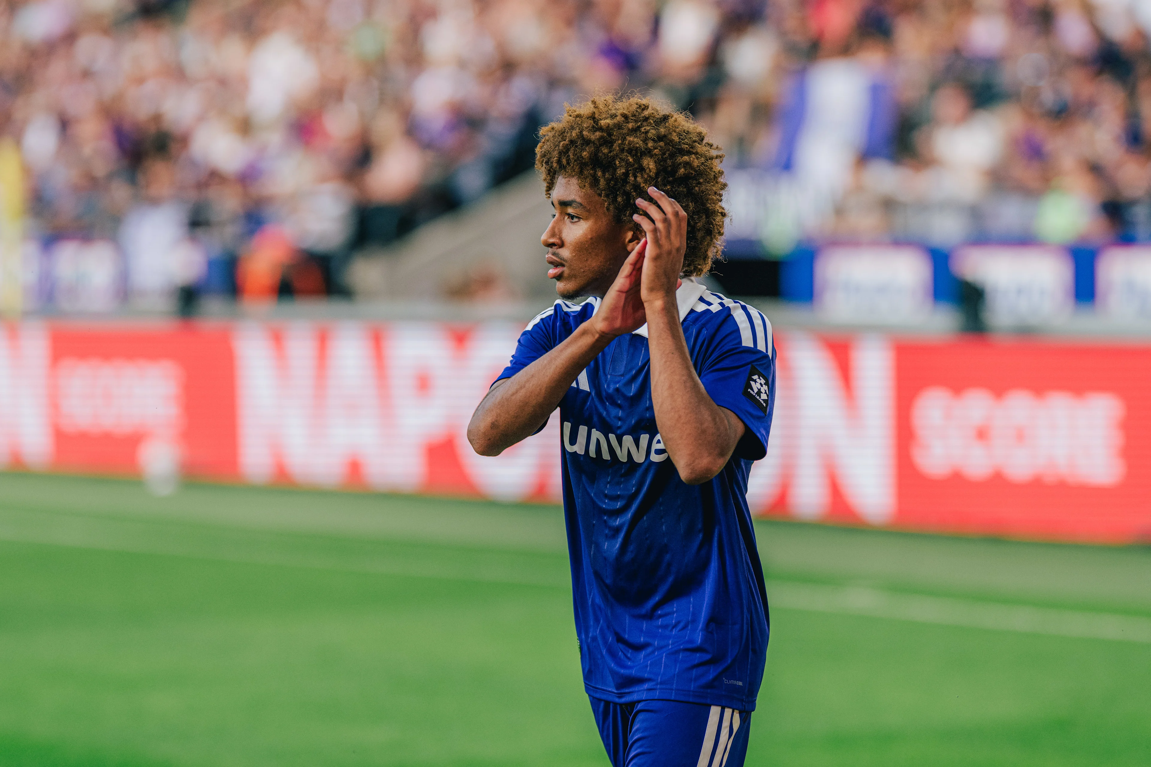 ATTENTION EDITORS: FOCUS COVERAGE, DISTRIBUTION REQUESTED TO BELGA - EDITORIAL USE ONLY - Anderlecht's Joshua Nga Kana pictured during a soccer match between RSC Anderlecht and RAAL La Louviere, Sunday 9 August 2026 in Anderlecht, on day 1 of the 2026-2027 'Jupiler Pro League' first division of the Belgian championship. BELGA PHOTO EMILE WINDAL