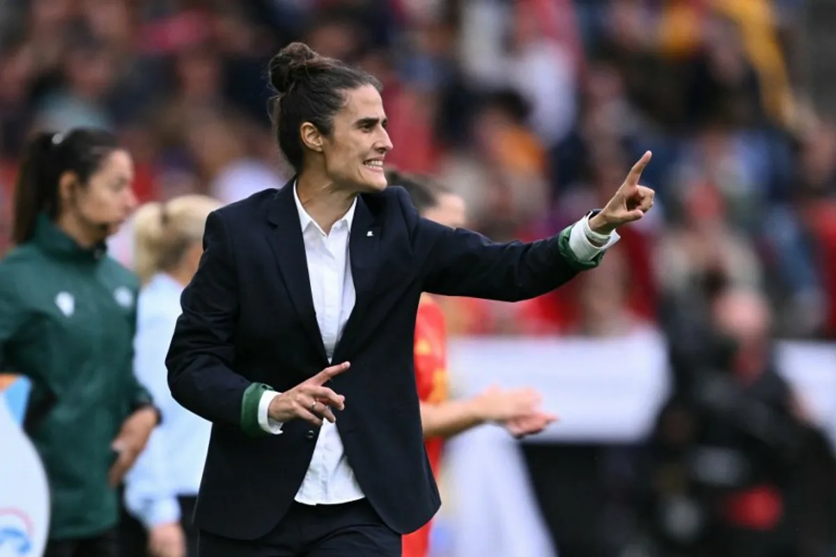 Spain's head coach Montse Tome reacts during the UEFA Women's Euro 2025 final football match between England and Spain at the St. Jakob-Park Stadium in Basel, on July 27, 2025. SEBASTIEN BOZON / AFP