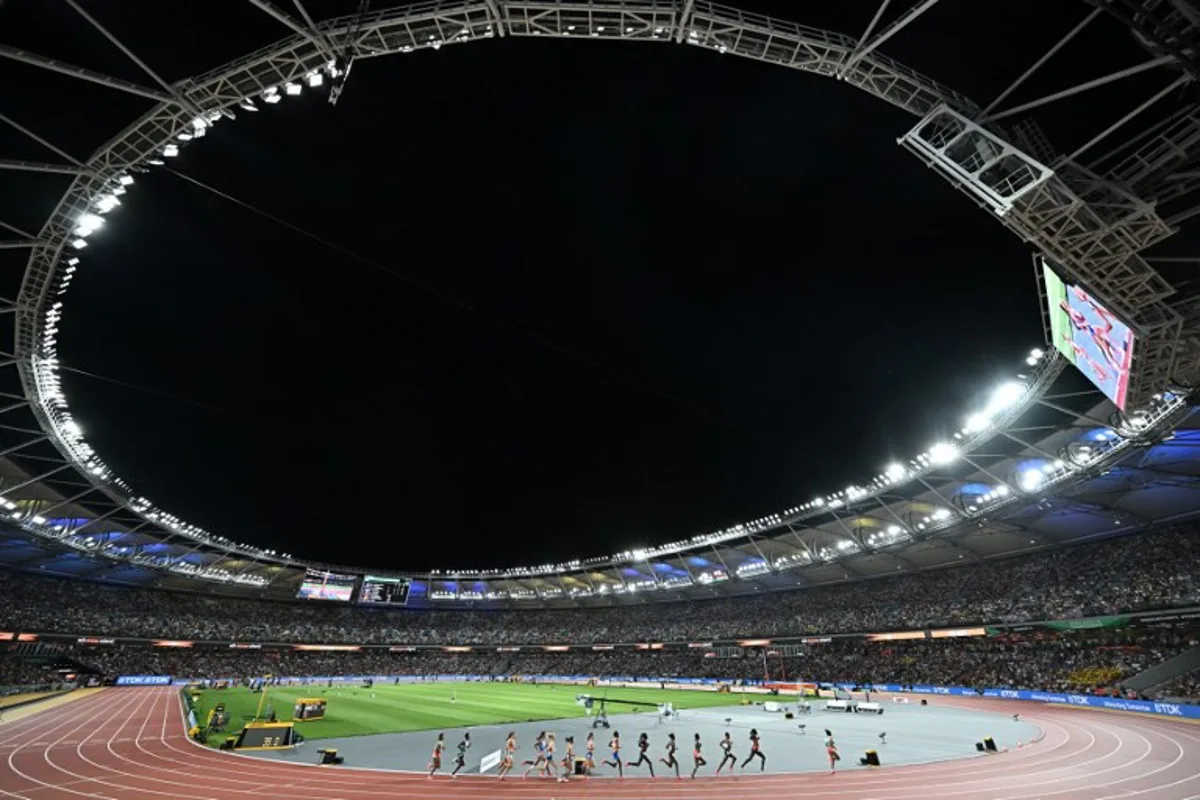 Athletes compete in the women's 5000m final during the World Athletics Championships at the National Athletics Centre in Budapest on August 26, 2023.  Attila KISBENEDEK / AFP