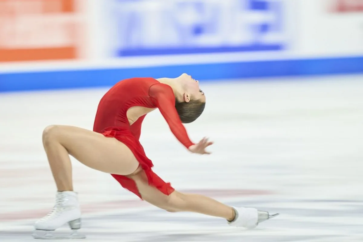 Nina Pinzarrone of Belgium skates her free program during the women's competition at the ISU Grand Prix of Figure Skating "2024 Skate America" at the Credit Union of Texas Event Center in Allen, Texas on October 19, 2024.   Geoff Robins / AFP