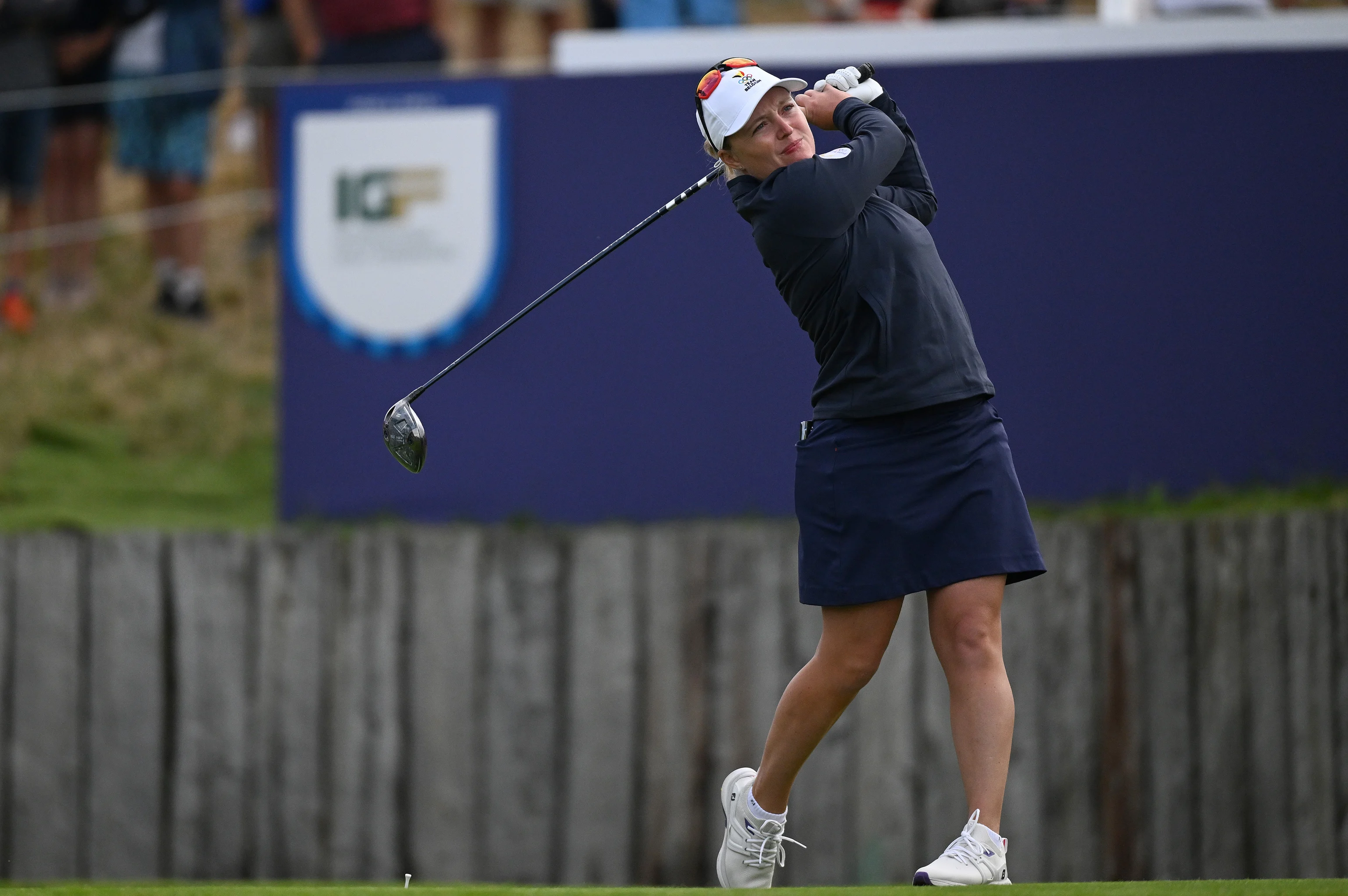 Belgium's Manon de Roey competes in Round 1 of the Women's Individual stroke play during the 2024 Paris Summer Olympics Golf Tournament, at Le Golf National course on August 7, 2024, Guyancourt, France. BELGA PHOTO ANTHONY BEHAR BELGIUM ONLY