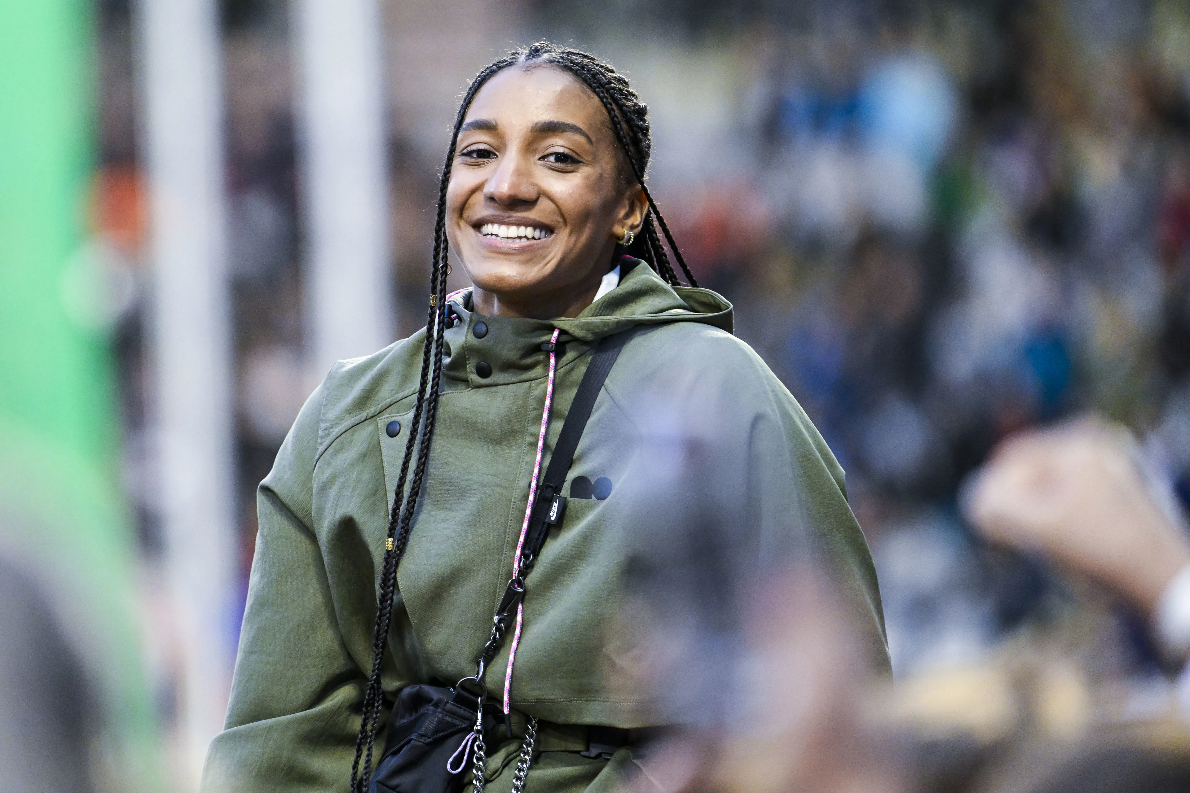 Belgian Nafissatou Nafi Thiam pictured during the 48th edition of the Memorial Van Damme athletics event in Brussels, Friday 13 September 2024. The 2024 Allianz Memorial Van Damme Diamond League meeting takes place on 13 and 14 September 2O24. BELGA PHOTO TOM GOYVAERTS