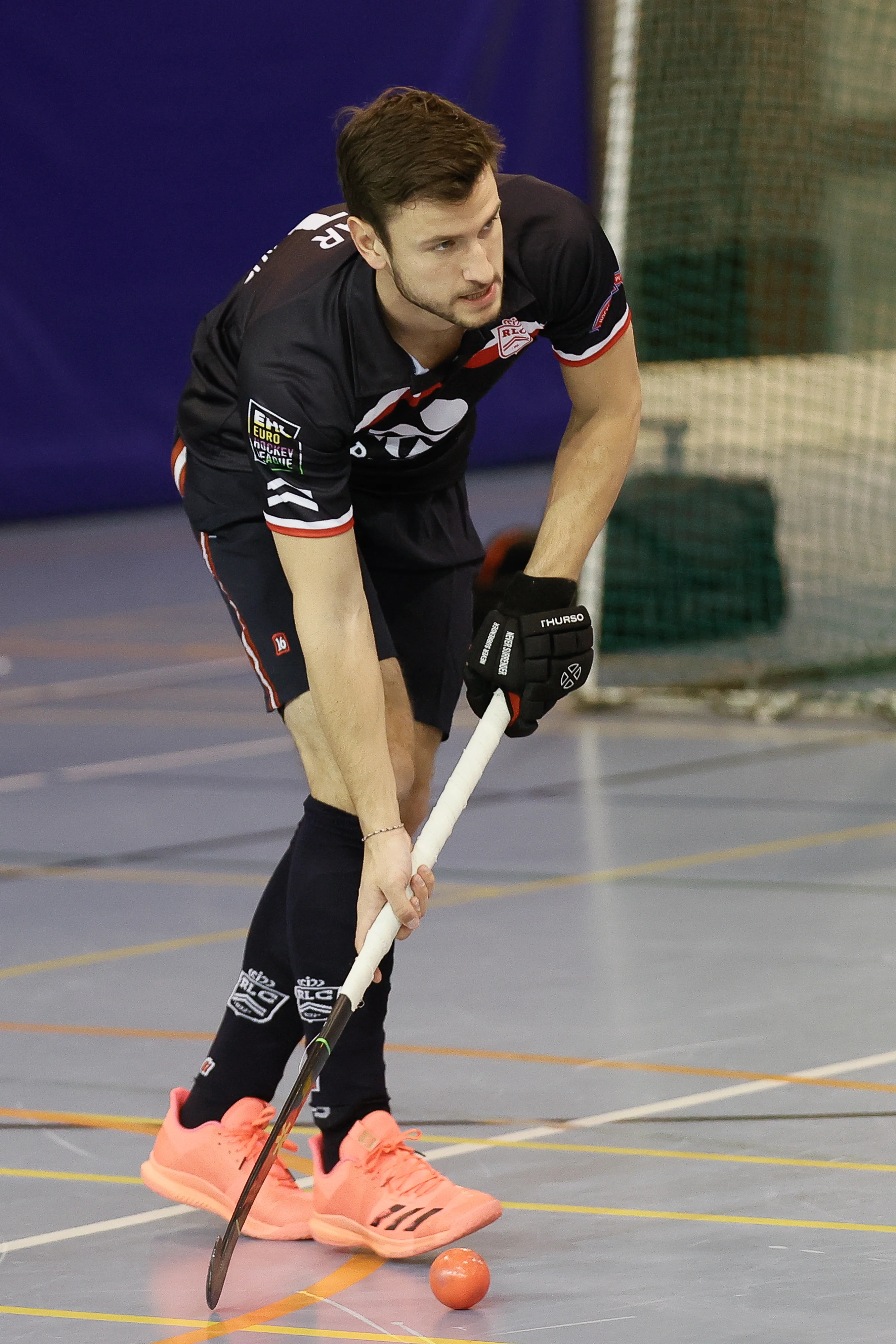 Leopold's Philippe Simar pictured in action during a hockey game between Royal Hockey Club Namurois and Royal Leopold Club, Sunday 21 November 2021 in Namur, for the first day of the Belgian Men Indoor Hockey League. BELGA PHOTO BRUNO FAHY