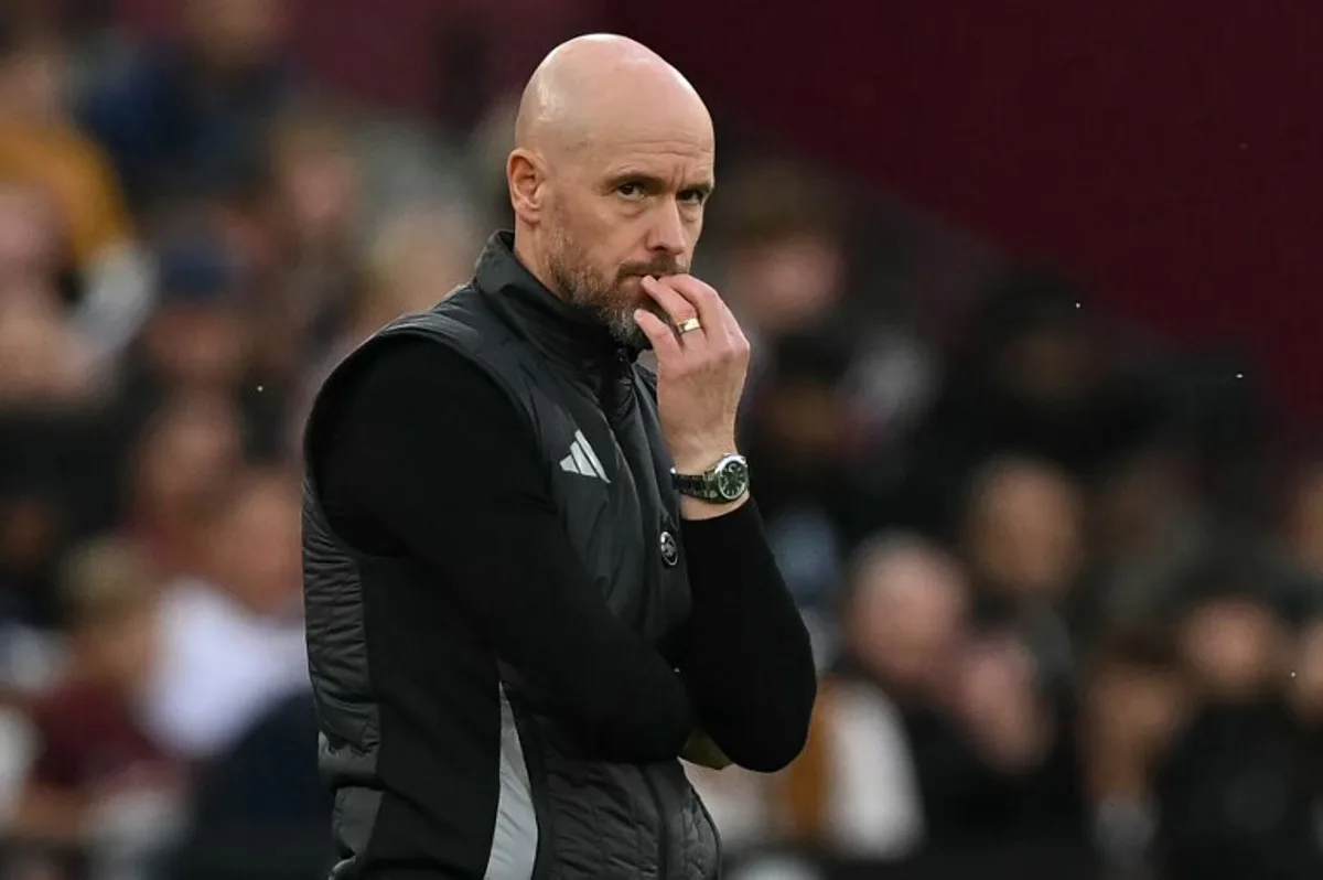 Manchester United's Dutch manager Erik ten Hag gestures on the touchline during the English Premier League football match between West Ham United and Manchester United at the London Stadium, in London on October 27, 2024.  Glyn KIRK / AFP