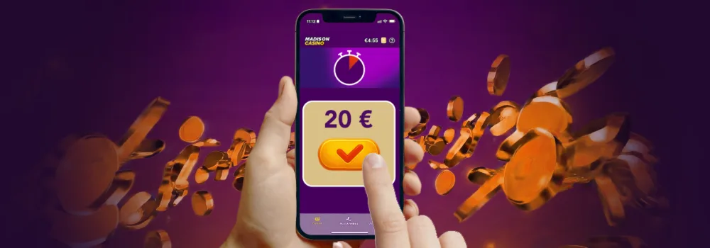 illustratie van een hand die een onmiddellijke opname uitvoert bij madison casino