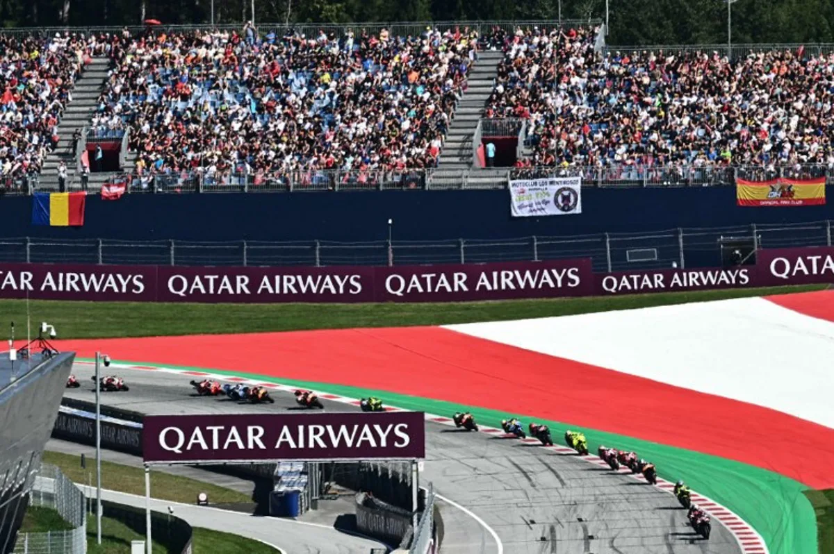 Riders compete during the MotoGP Grand Prix of Austria at the Red Bull Ring racetrack in Spielberg bei Knittelfeld, Austria, on September 20, 2026. Joe Klamar / AFP
