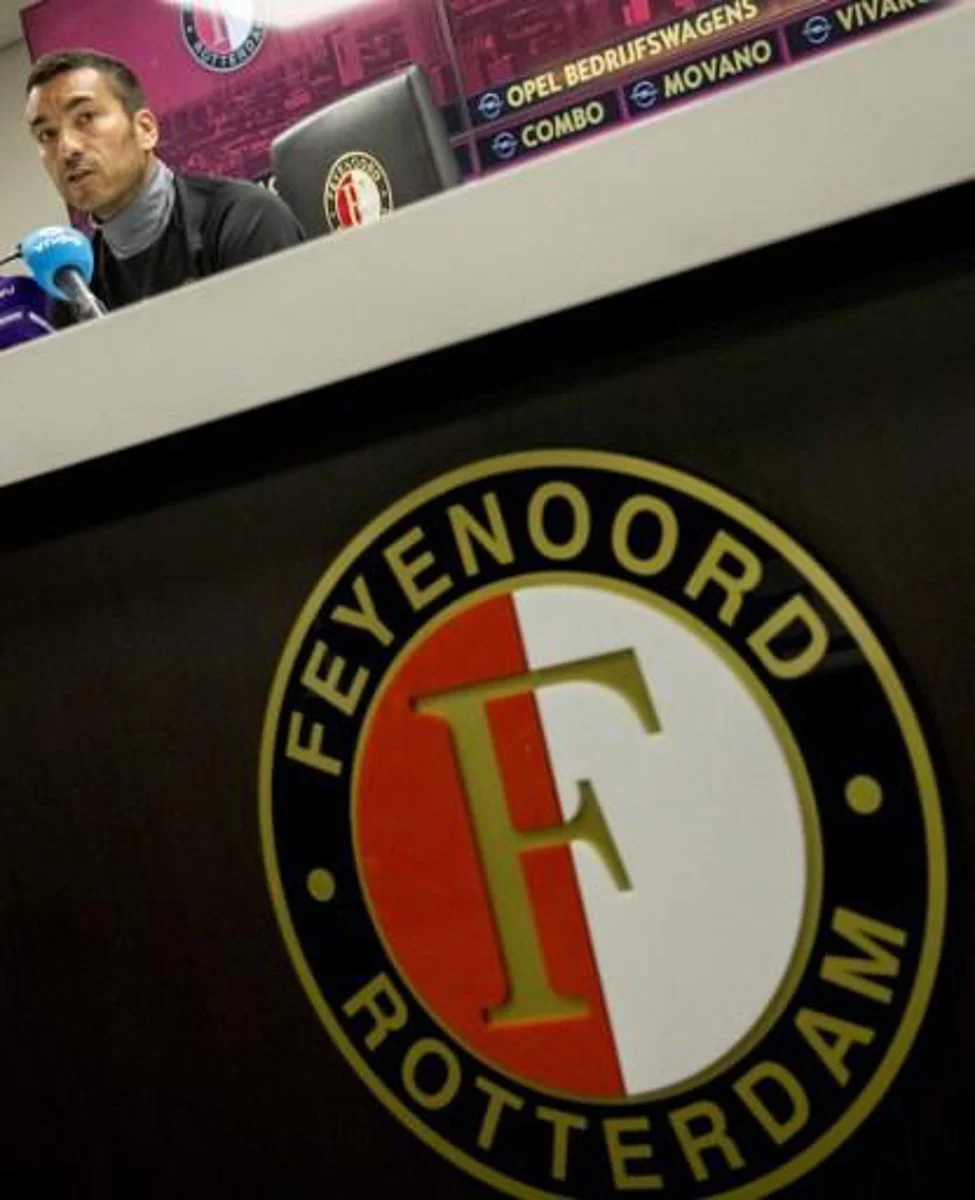 Feyenoord head coach Giovanni van Bronckhorst gives a press conference in Rotterdam, on May 12, 2017, two days ahead of the team's football match against Heracles Almelo. Jerry Lampen / ANP / AFP Netherlands OUT