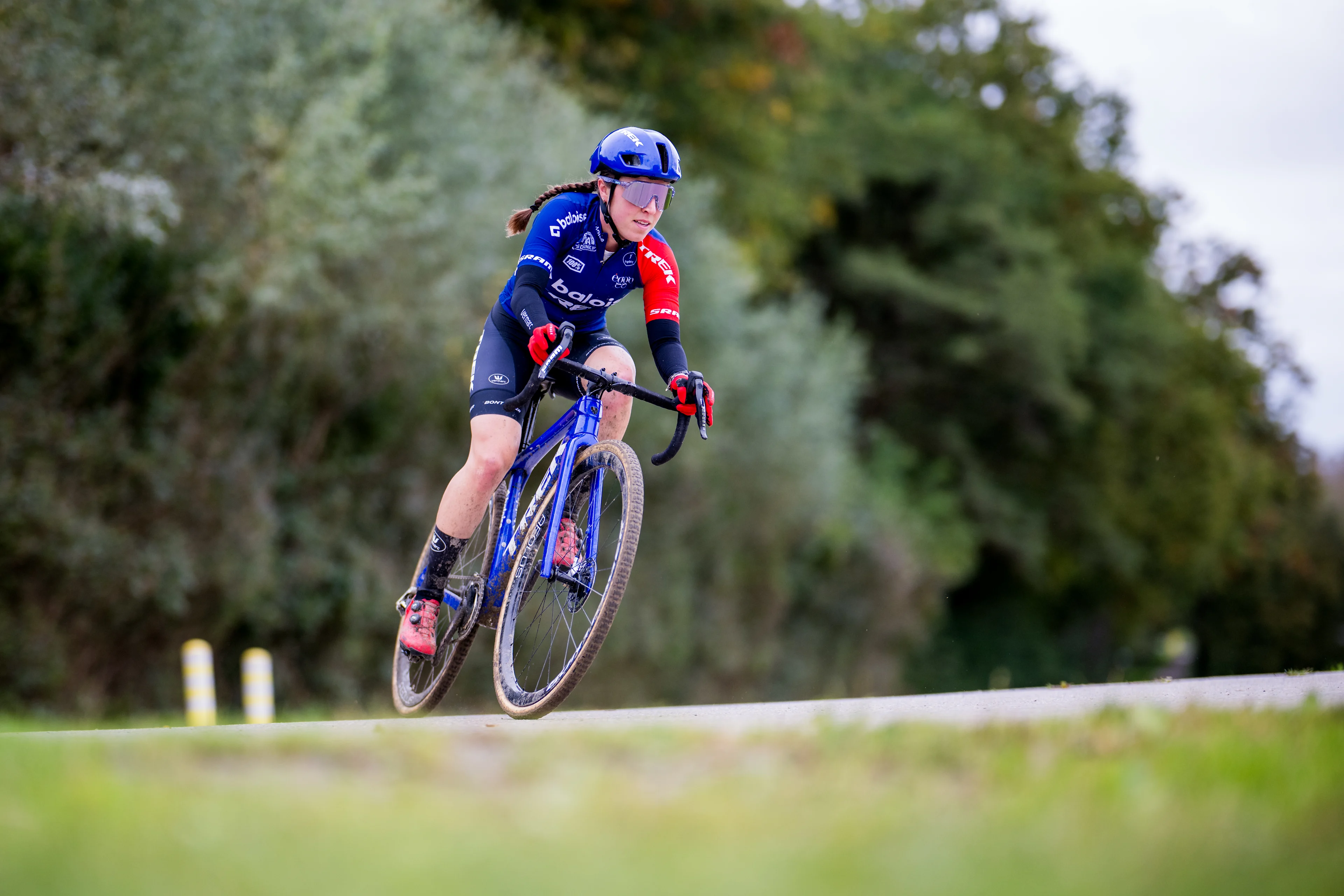 Dutch Shirin van Anrooij pictured in action during a training session after the team presentation of the Baloise Trek Lions cycling team, in Baal, Wednesday 09 October 2024. BELGA PHOTO JASPER JACOBS