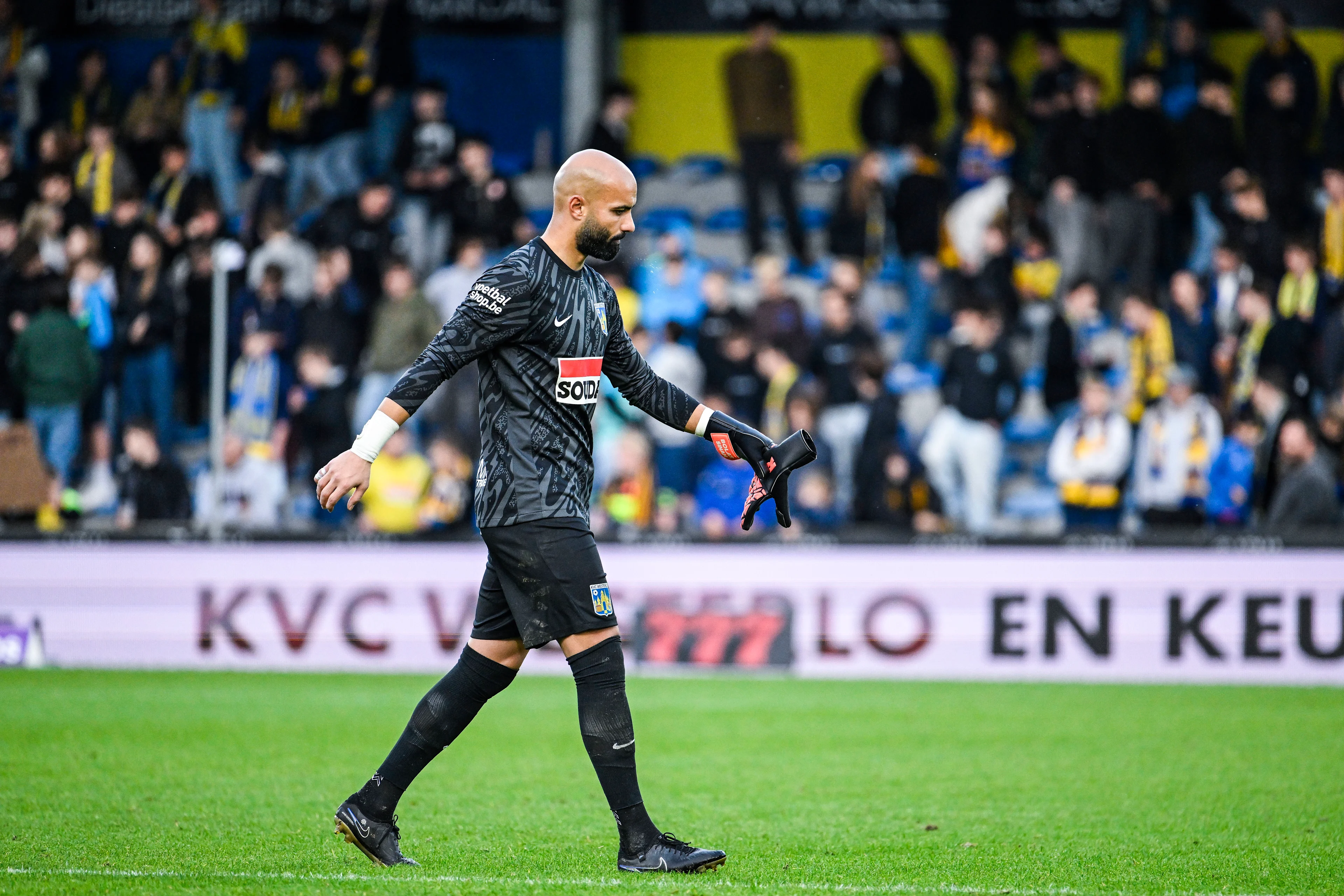 Westerlo's goalkeeper Sinan Bolat looks dejected after losing a soccer match between KVC Westerlo and Club Brugge, Saturday 19 October 2024 in Westerlo, on day 11 of the 2024-2025 'Jupiler Pro League' first division of the Belgian championship. BELGA PHOTO TOM GOYVAERTS