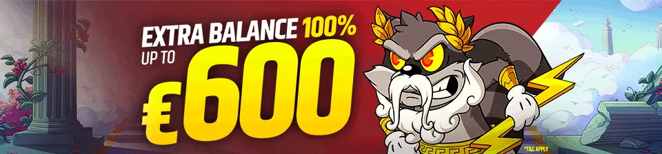 Get a 100% bonus of up to €600 on your deposit every day.