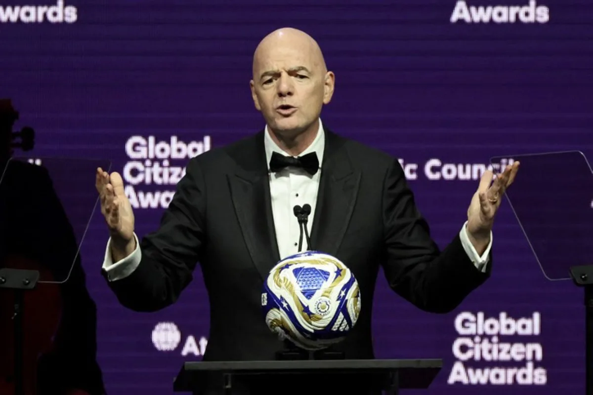 Recipient of the the 2025 Atlantic Council Global Citizen Award FIFA President Gianni Infantino speaks as he attends the 2025 Atlantic Council Global Citizen Awards on the sidelines of the United Nations General Assembly in New York City on September 24, 2025. Ludovic MARIN / AFP