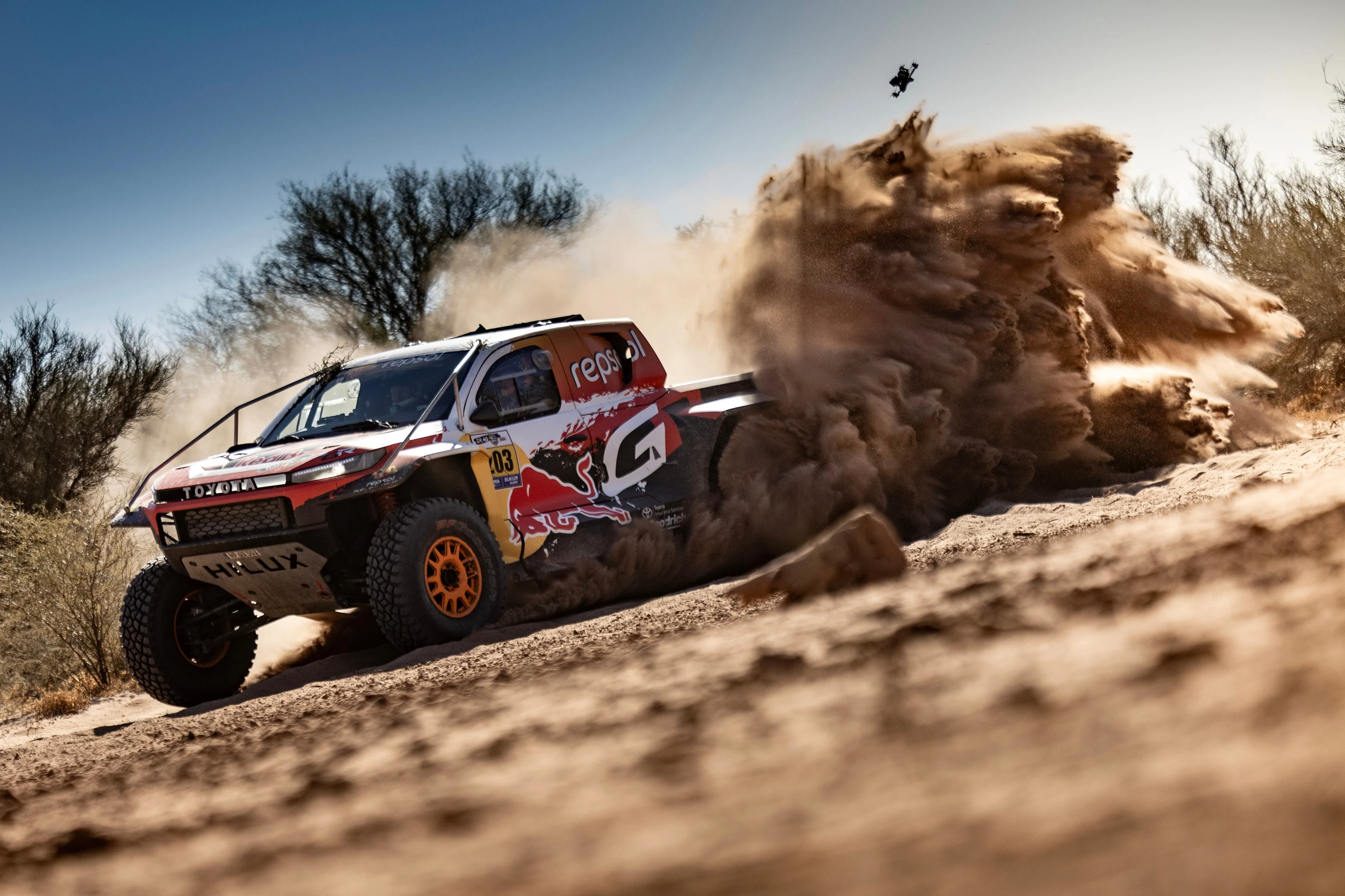 ATTENTION EDITORS - HAND OUT PICTURES - EDITORIAL USE ONLY - MANDATORY CREDIT 'Toyota Gazoo Racing'  This handout picture, distributed by Eric Dupain, shows Seth Quintero and Andrew Short during the Desafio Ruta 40 rally race, in San Juan, Argentina.  PHOTO HANDOUT TOYOTA GAZOO RACING  *** Belga and Belga Editorial Board decline all responsibility regarding the content of this picture. ***