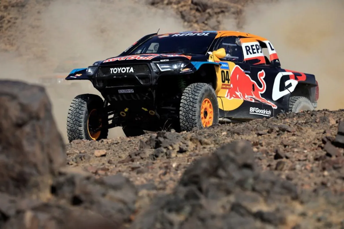 US driver Seth Quintero and co-driver Dennis Zenz ride during the prologue of the 47th Dakar Rally, in Bisha, Saudi Arabia, on January 3, 2025.  Valery HACHE / AFP