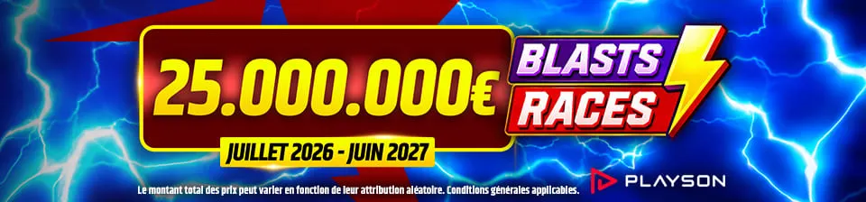 Participez à la Network Promotion Playson de 25.000.000 € et gagnez des prix en cash avec les Non-Stop Blasts, Grand Races et Turbo Races !
