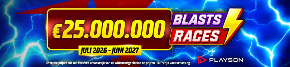 Neem deel aan de Playson €25.000.000 Network Promotion bij Starcasino en win cashprijzen via Non-Stop Blasts, Grand Races en Turbo Races!