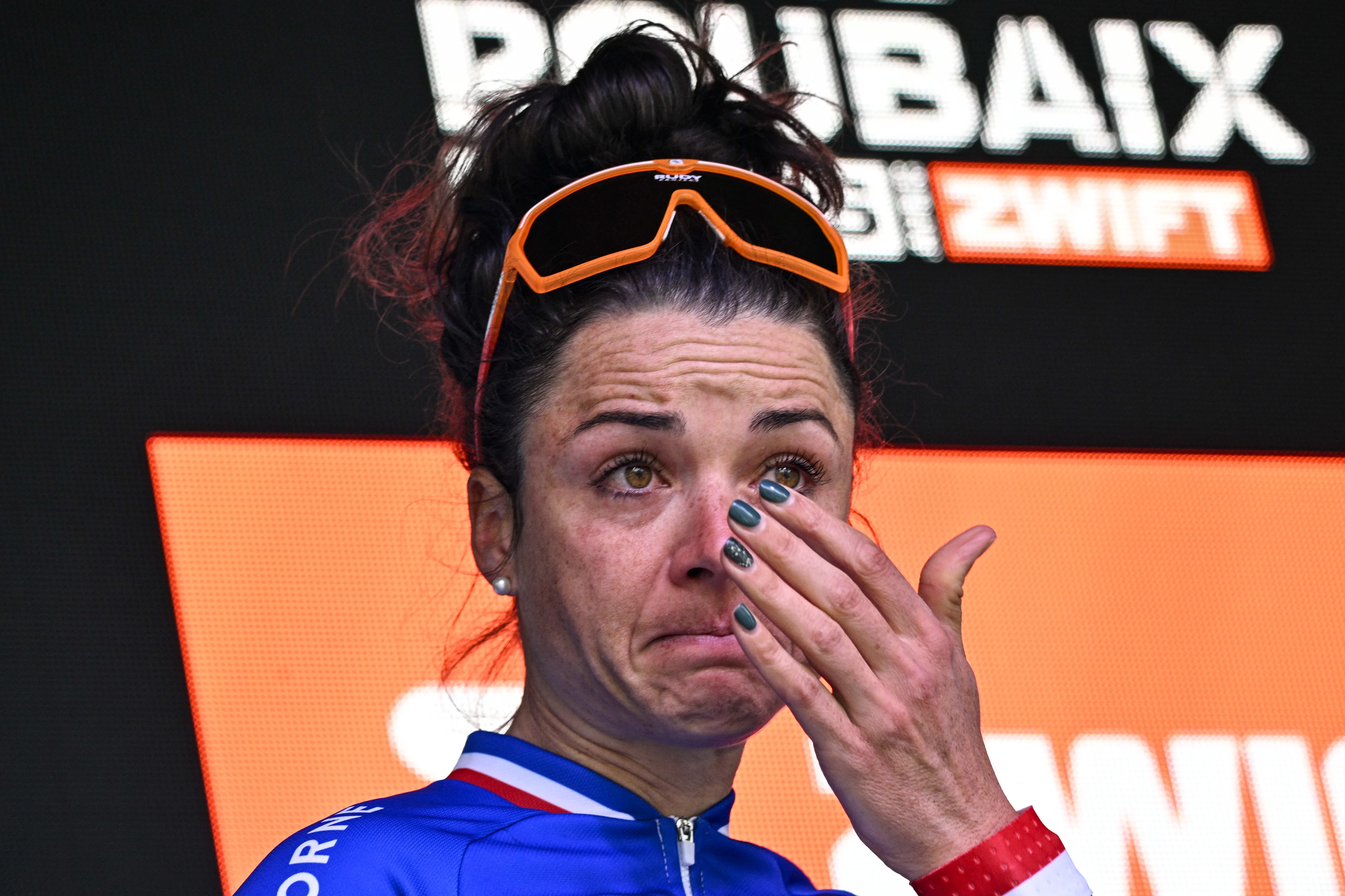 French Audrey Cordon Ragot pictured at the start of the third edition of the women elite race of the 'Paris-Roubaix' cycling event, 145,4 km from Denain to Roubaix, France on Saturday 08 April 2023. BELGA PHOTO JASPER JACOBS