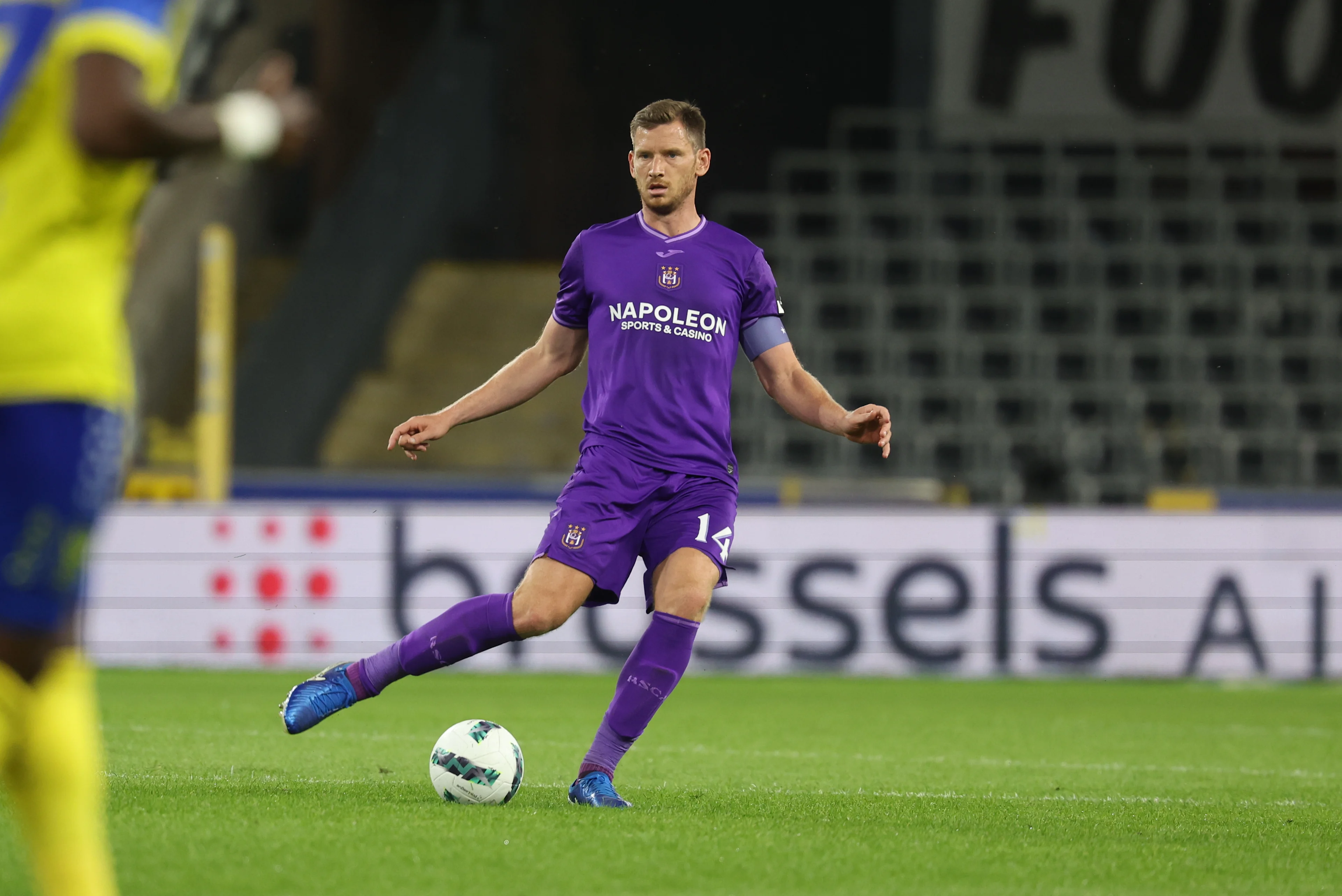 Anderlecht's Jan Vertonghen pictured in action during a soccer match between RSC Anderlecht and Sint-Truidense VV, Saturday 27 July 2024 in Brussels, on the opening day of the 2024-2025 season of the 'Jupiler Pro League' first division of the Belgian championship. The game is played without supporters duo to a punishment after supporter riots last season after and during the game with Standard. BELGA PHOTO VIRGINIE LEFOUR