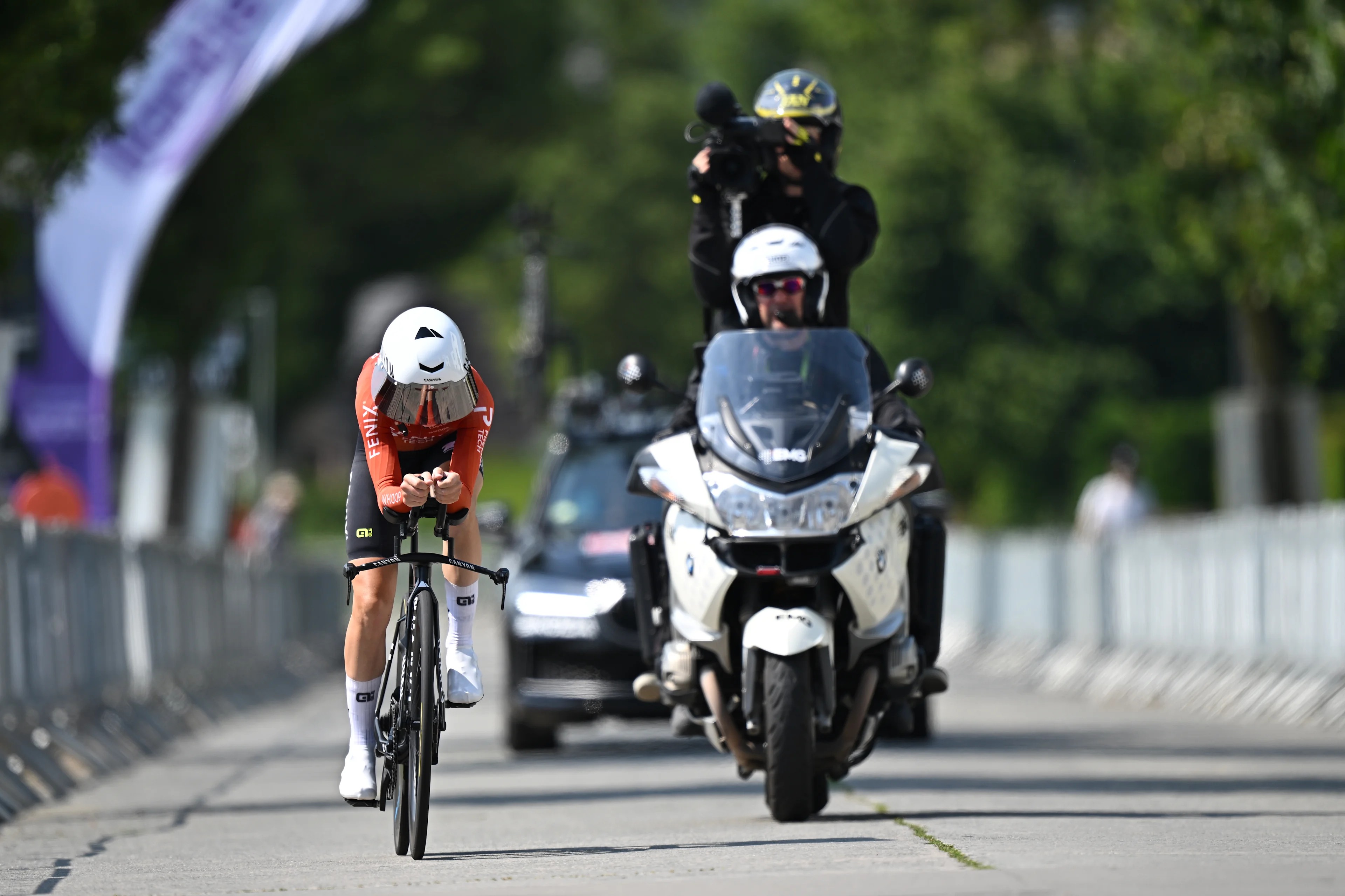 Elite Women Lotte Claes pictured in action the women's elite individual road time trial race (20,5km) at the Belgian Cycling Championships, in Maarkedal, on Friday 26 June 2026. BELGA PHOTO DAVID PINTENS
