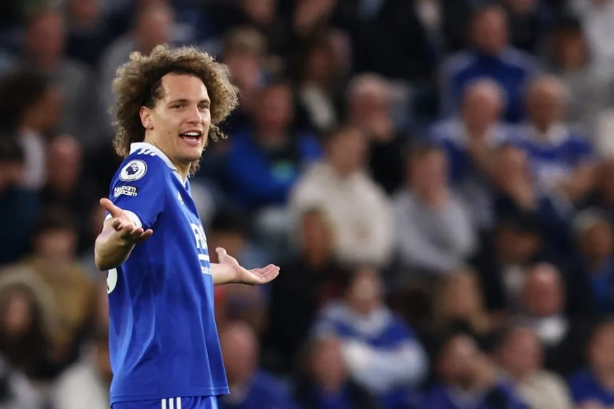 Leicester City's Belgian defender Wout Faes reacts following Liverpool's second goal during the English Premier League football match between Leicester City and Liverpool at King Power Stadium in Leicester, central England on May 15, 2023.  Darren Staples / AFP