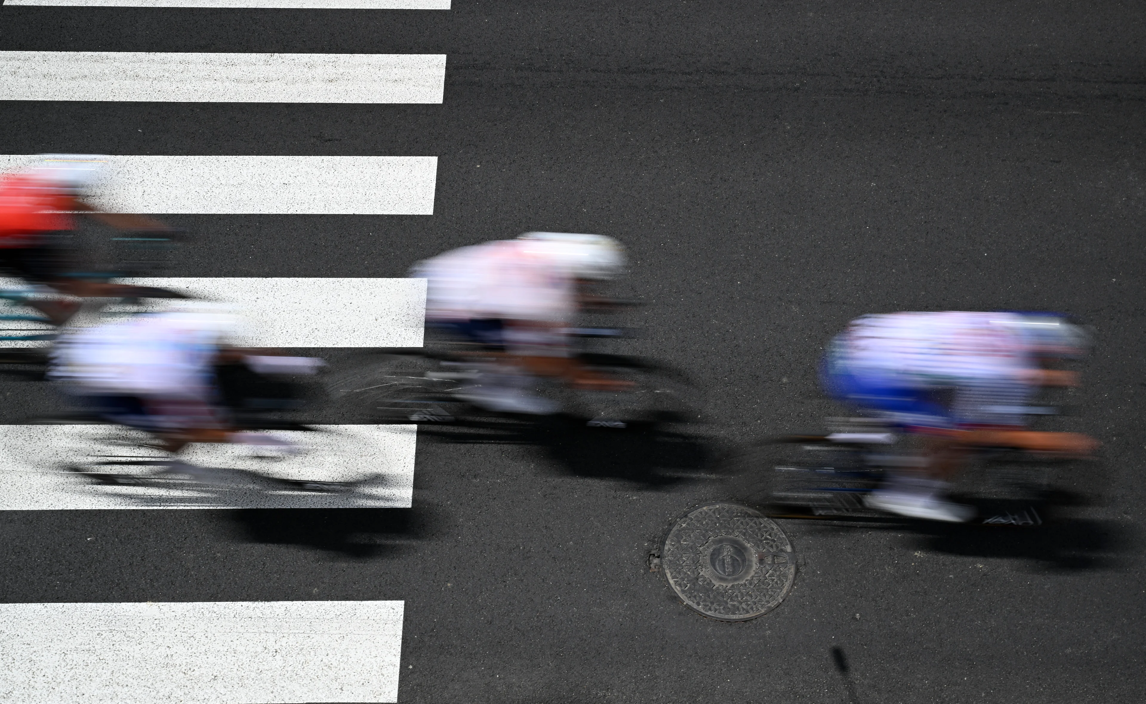 Illustration picture shows cyclists at a zebra crossing during stage 15 of the 2025 Tour de France cycling race, from Muret to Carcasonne (169 km), on Sunday 20 July 2025 in France. The 112th edition of the Tour de France starts on Saturday 5 July in Lille, France, and will finish in Paris, France on the 27th of July.   BELGA PHOTO JASPER JACOBS