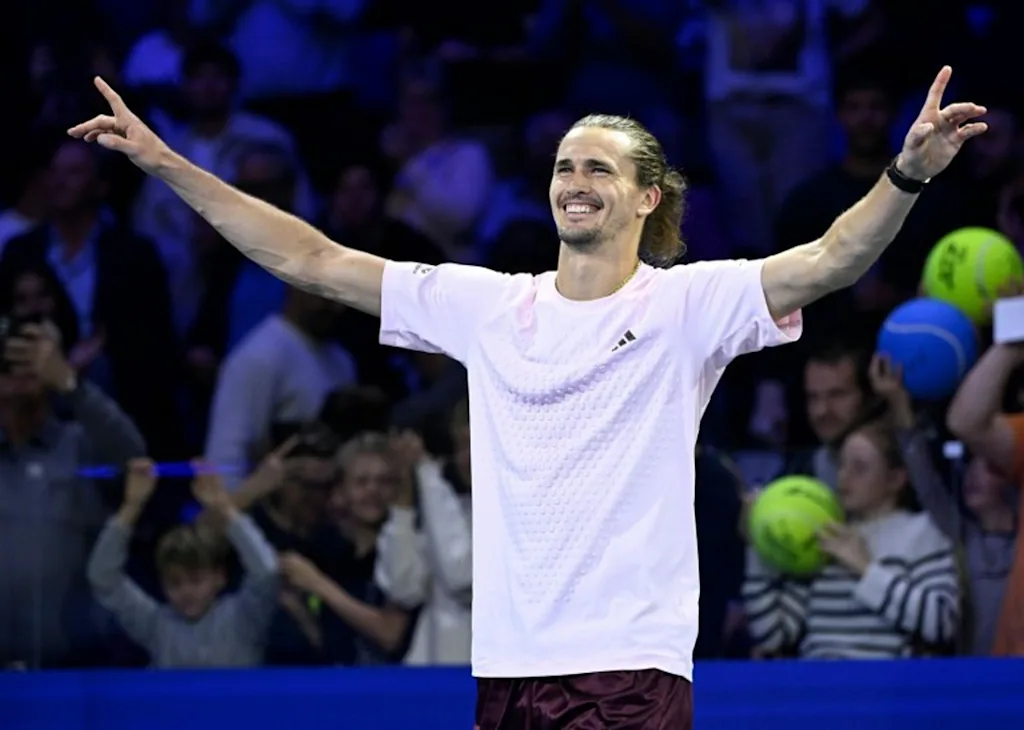 Germany's Alexander Zverev celebrates after his match against Netherland's Tallon Griekspoor (not pictured) at the Erste Bank Open 2026 ATP 500 tennis tournament in Vienna, Austria, on October 29, 2026. Alexander Zverev accelerated his ascension to number one in the world rankings for the first time in his career on October 29, 2026 as he beat Tallon Griekspoor 6-4, 7-5 to reach the quarter-finals of the Vienna Open. The 29-year-old German was already assured of finishing the season top of the ATP rankings but, in the absence of current incumbent Jannik Sinner, two-time Grand Slam champion Zverev will now take that crown in next week's updated standings after winning his opening two matches in the Austrian capital. HELMUT FOHRINGER / APA / AFP