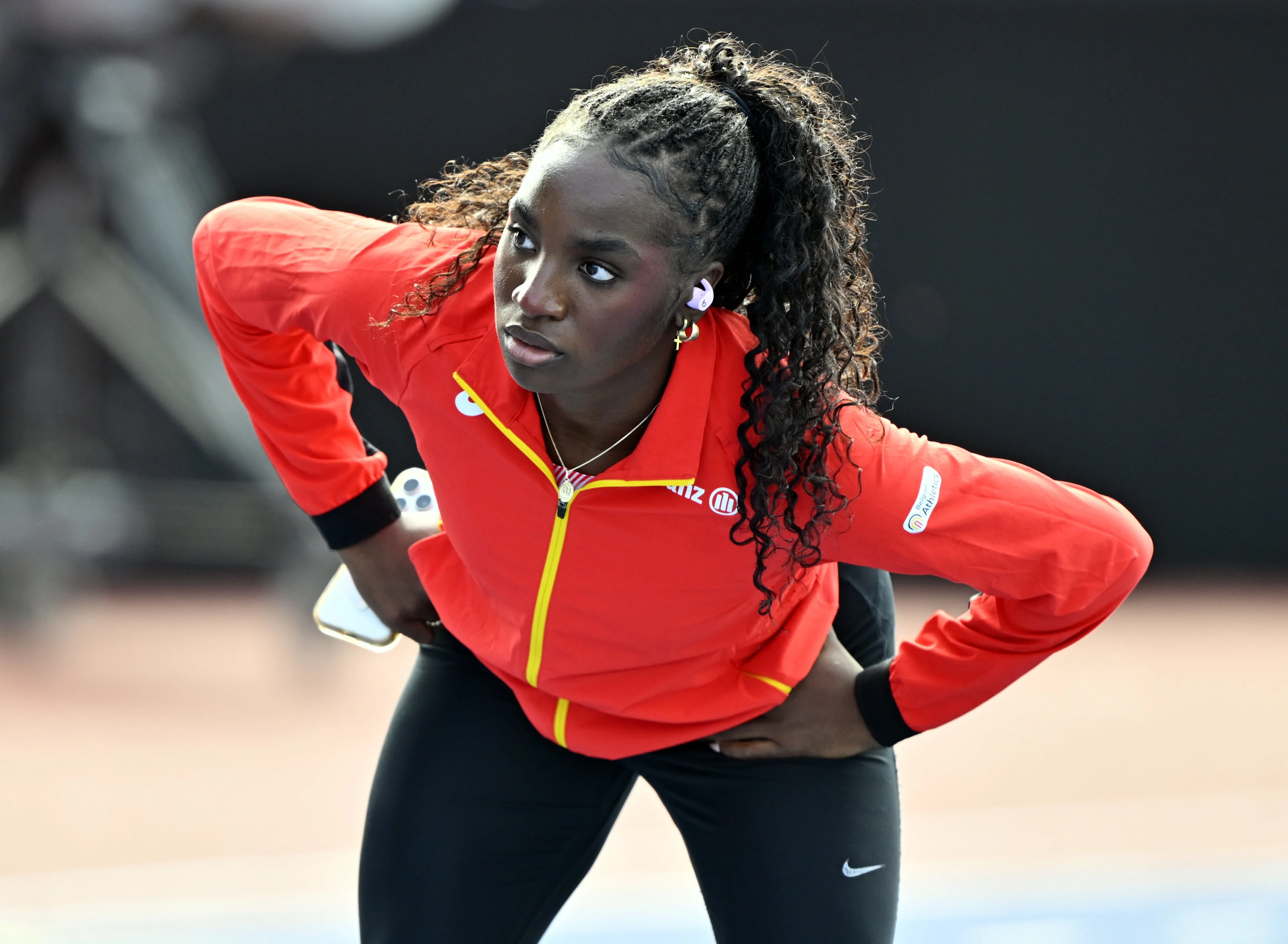 Belgian Yanla Ndjip-Nyemeck pictured during a training session in preparation of the European Athletics Championships (August 10�18), in Birmingham, United Kingdom, on Sunday 09 August 2026. BELGA PHOTO ERIC LALMAND