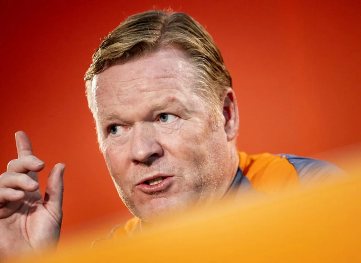 Netherlands' head coach Ronald Koeman holds a press conference at the KNVB Campus in Zeist, on September 9, 2024, on the eve of their UEFA Nations League, League A - Group A3, first leg football match against Germany.  Koen van Weel / ANP / AFP