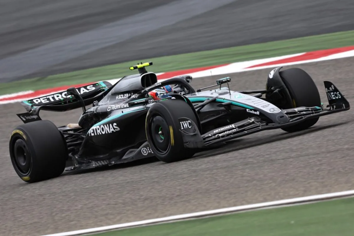 Mercedes' Italian driver Andrea Kimi Antonelli drives during the first day of the Formula One pre-season testing at the Bahrain International Circuit in Sakhir on February 26, 2025.  FADEL SENNA / AFP