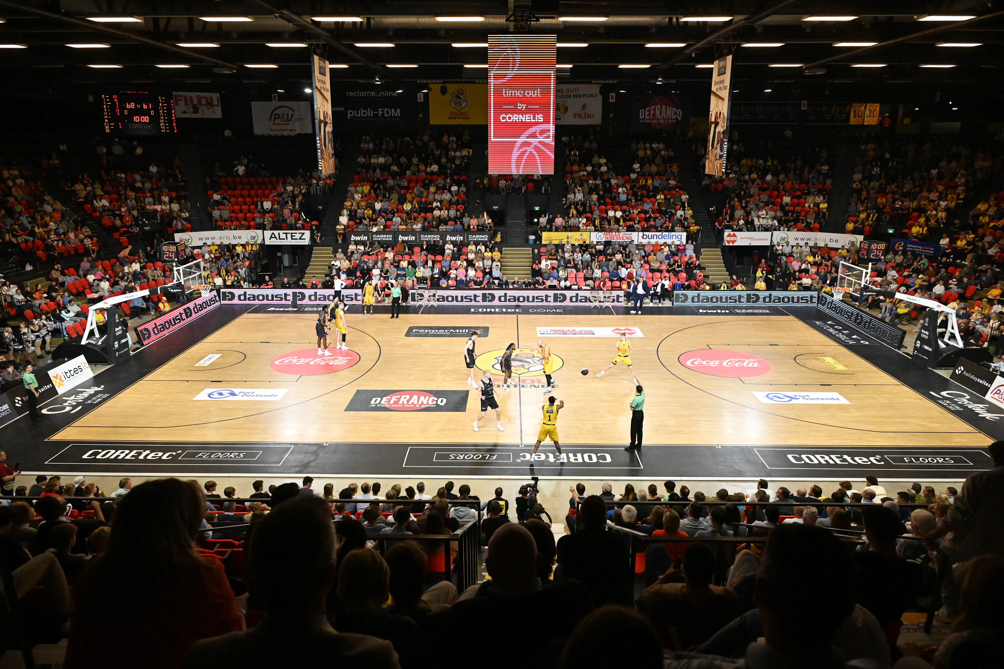 The COREtec Dome pictured during a basketball match between BC Oostende and Spirou Charleroi, Saturday 14 September 2024 in Oostende, on day 1 of the 'BNXT League' Belgian/ Dutch first division basket championship. BELGA PHOTO MAARTEN STRAETEMANS