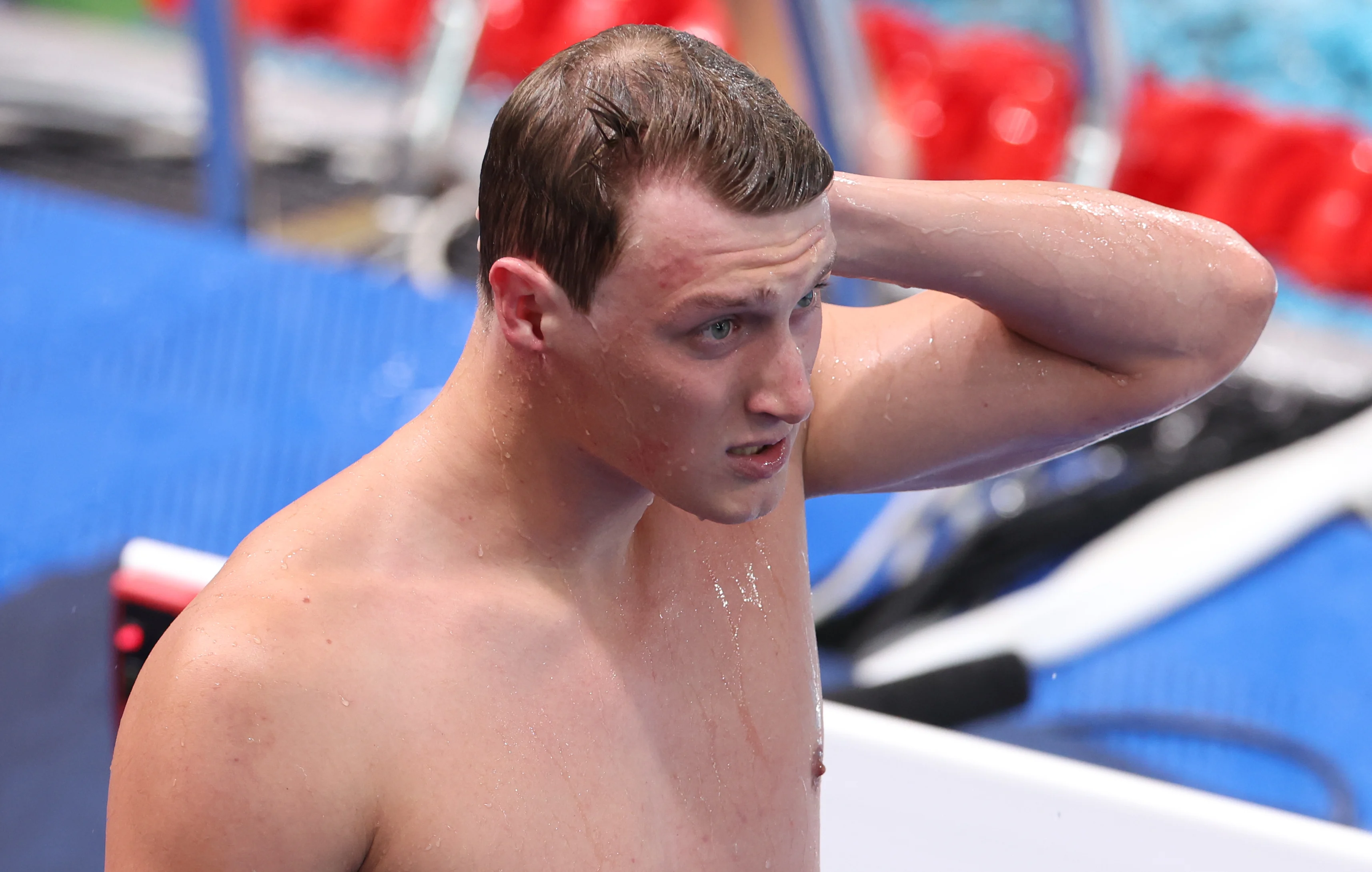 Belgian athlete Noah De Schryver and Belgian Noah De Schryver pictured after the heats of the men's 200m breaststroke event at the European Aquatics Championships in Paris, France on Wednesday 12 August 2026. BELGA PHOTO VIRGINIE LEFOUR
