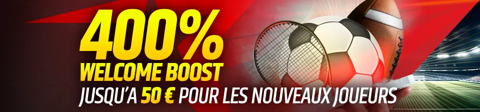 Nouveau chez Starsport ? Obtenez un boost de 400 % sur votre plus gros gain, jusqu'à 50 € en plus !