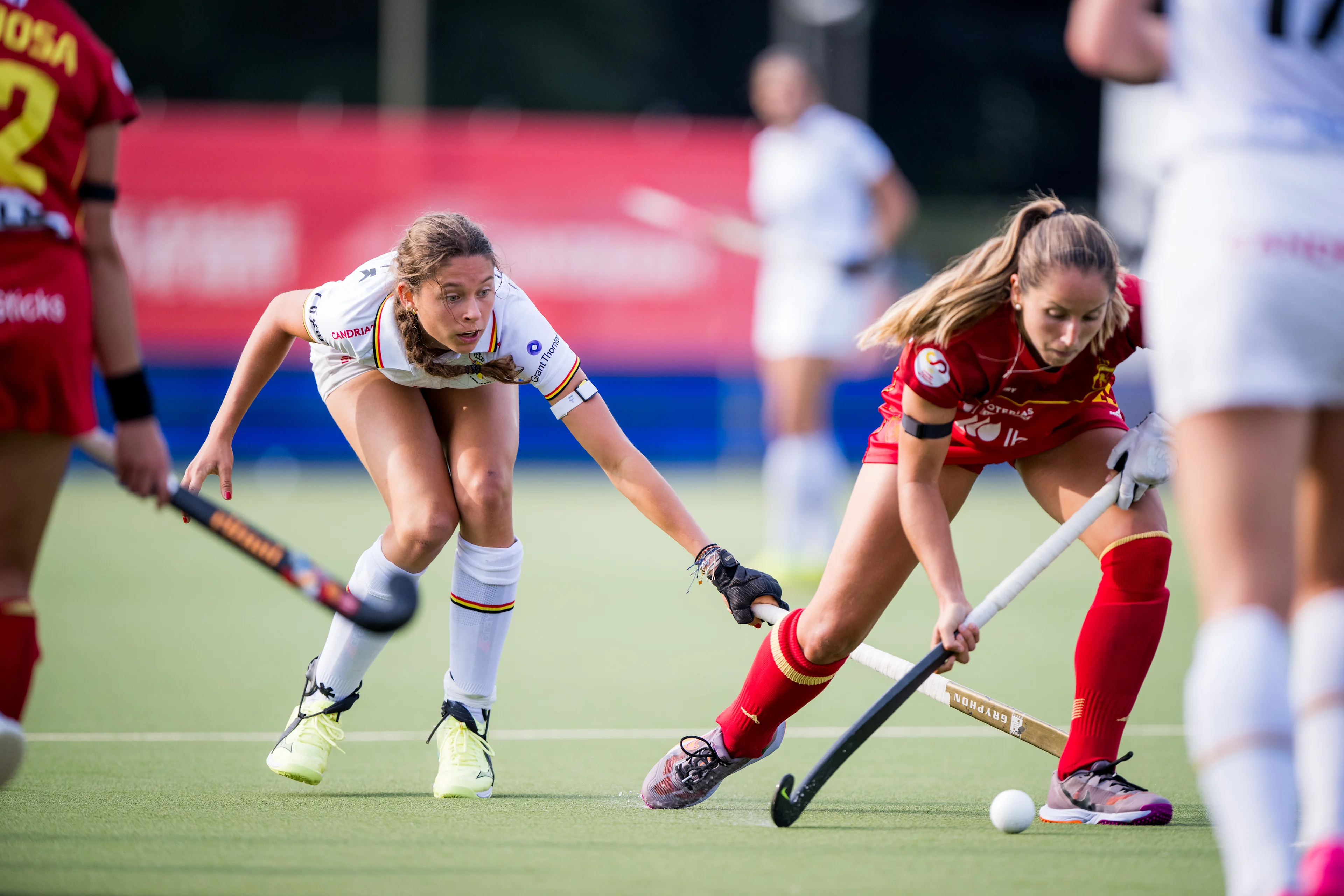 Belgium's Perrine de Clerck pictured in action during a hockey game between Belgian national team Red Panthers and Spain, match 11/16 in the group stage of the 2025 women's FIH Pro League, Tuesday 17 June 2025 in Antwerp. BELGA PHOTO JASPER JACOBS