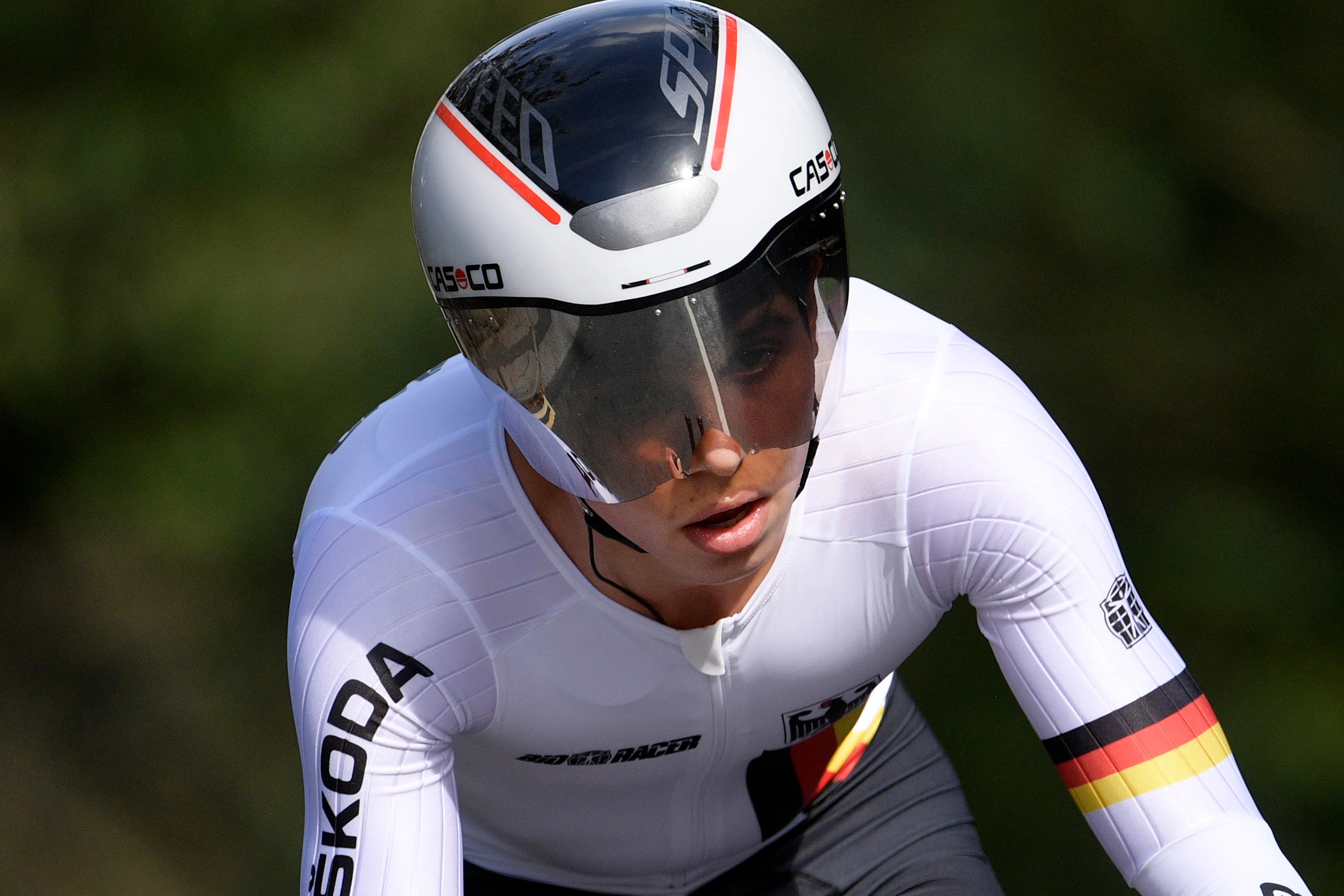 German Marco Brenner pictured in action during the Men Junior Individual Time Trial at the UCI Road World Championships cycling in Harrogate, North Yorkshire, United Kingdom, Monday 23 September 2019. The Worlds are taking place from 21 to 29 September. BELGA PHOTO YORICK JANSENS