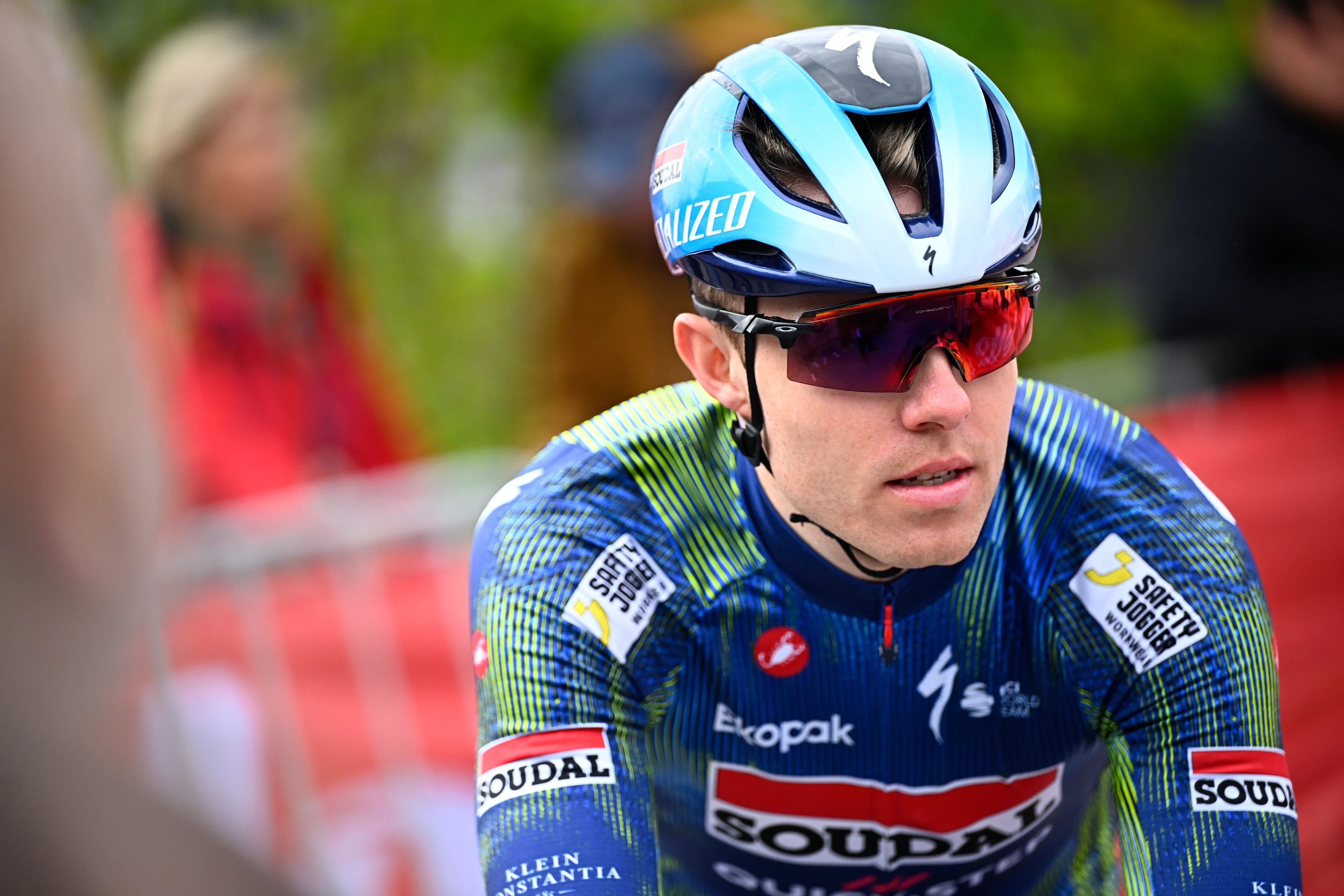 Danish Casper Pedersen of Soudal Quick-Step pictured at the start of the men elite race of the 'Dwars Door Vlaanderen' cycling event, 184,6km from Roeselare to Waregem, Wednesday 01 April 2026. BELGA PHOTO JASPER JACOBS