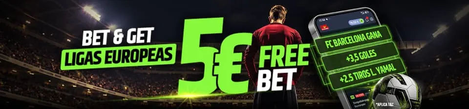 ¡Apuesta en LaLiga, Premier League, Serie A, Bundesliga o Ligue1 y consigue 5 € en Freebet!