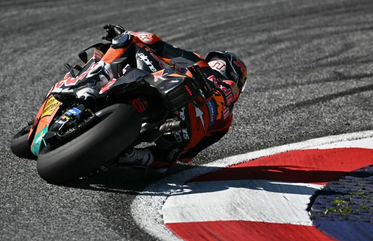 Red Bull KTM Factory Racing Team's Spanish driver Pedro Acosta competes in the MotoGP Grand Prix of Austria at the Red Bull Ring racetrack in Spielberg bei Knittelfeld, Austria, on September 20, 2026.  Joe Klamar / AFP