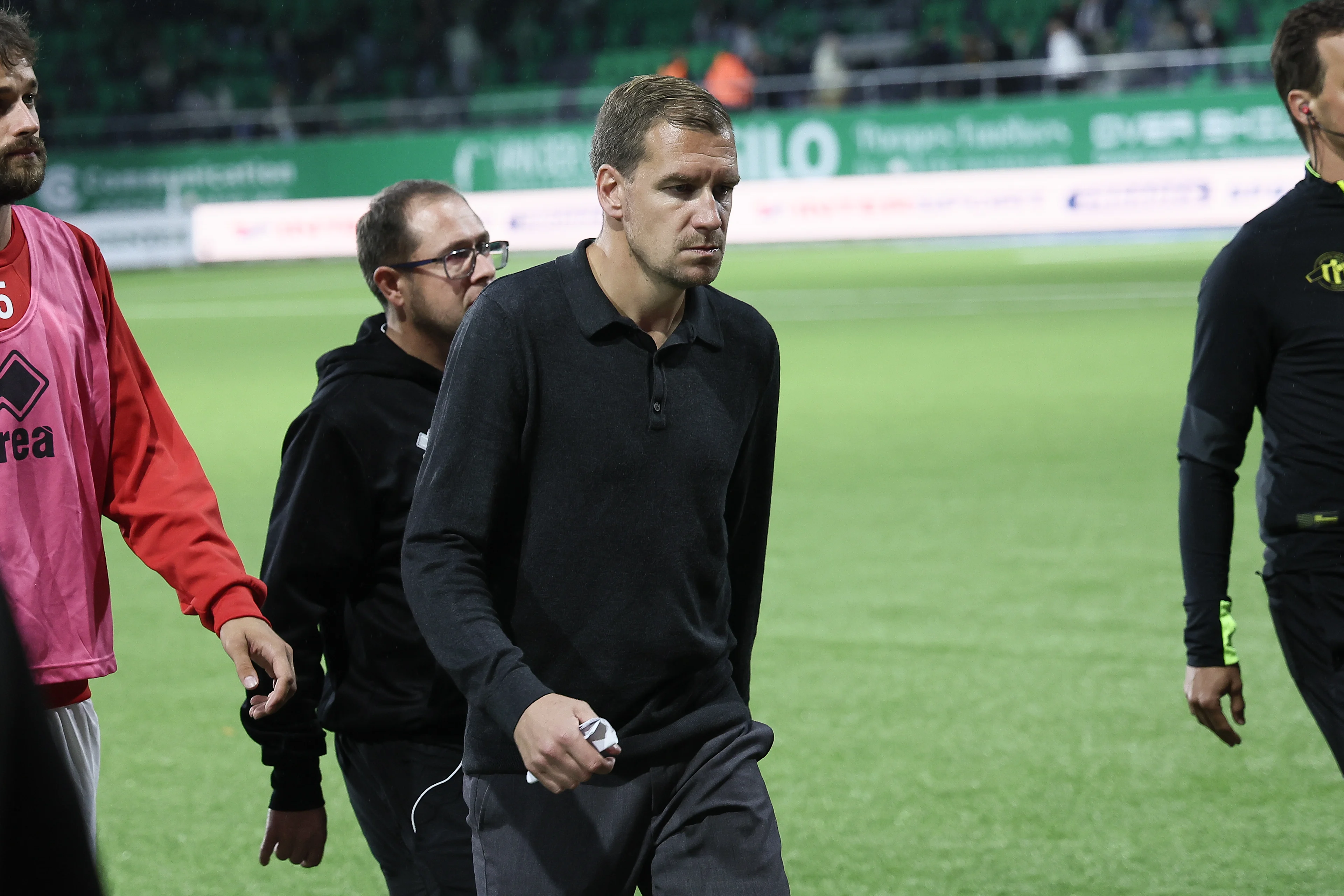 Kortrijk's head coach Michiel Jonckheere reacts during a soccer match between RAAL La Louviere and KV Kortrijk, Sunday 13 September 2026 in La Louviere, on day 6 of the 2026-2027 'Jupiler Pro League' first division of the Belgian championship. BELGA PHOTO BRUNO FAHY
