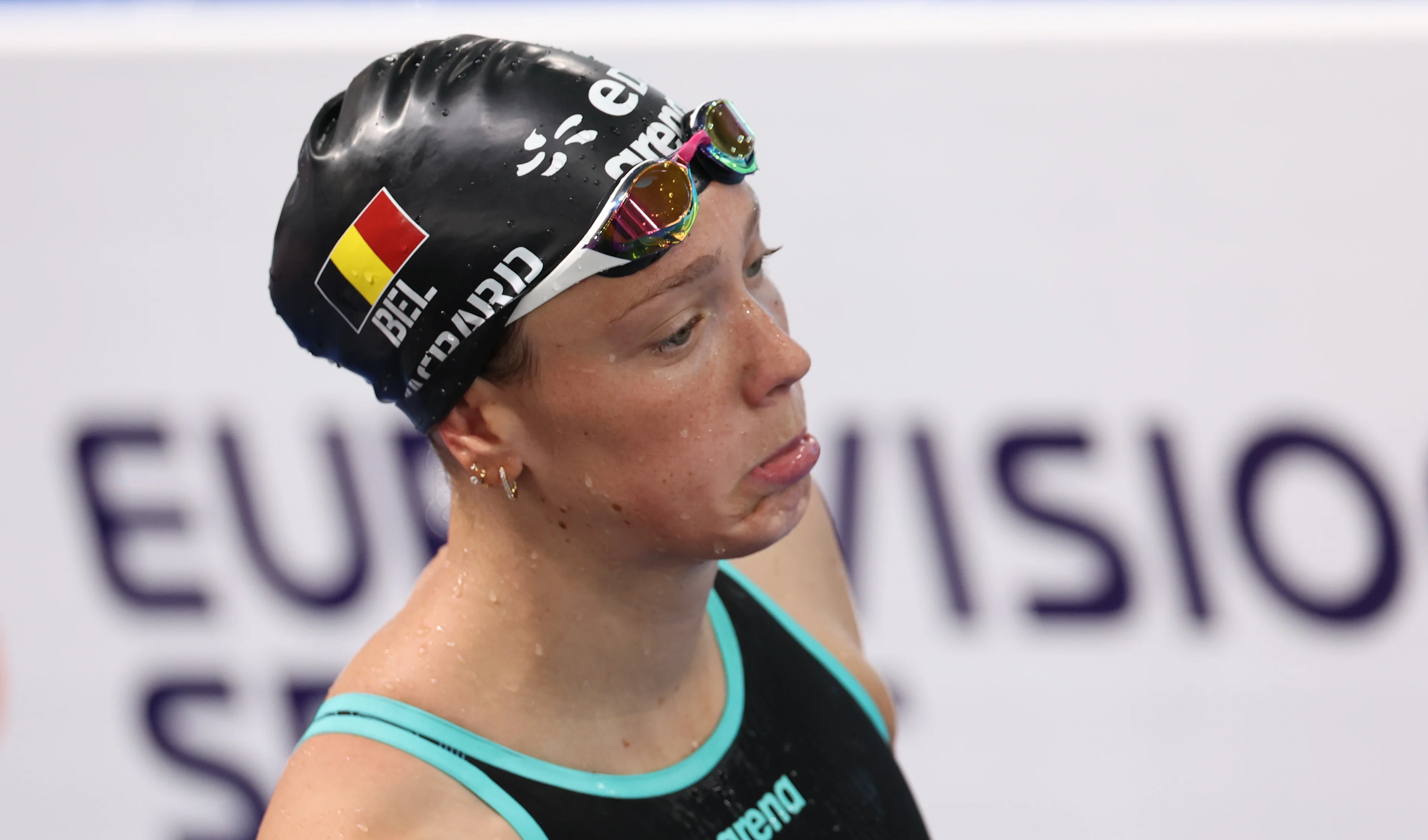 Belgian Florine Gaspard pictured during the heats of the Women's 50m freestyle race at the European Aquatics Championships in Paris, France on Friday 14 August 2026. BELGA PHOTO VIRGINIE LEFOUR