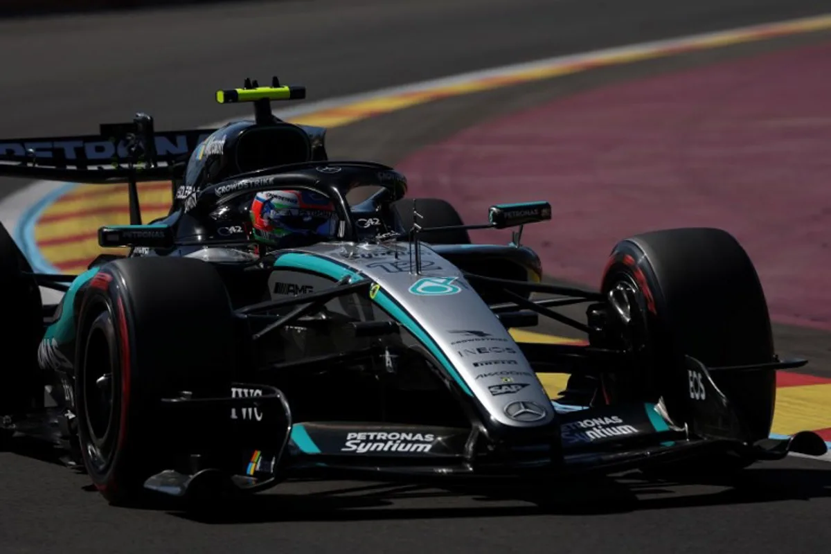 Team Mercedes' Kimi Antonelli drives during the third practice session at the Madring circuit on September 12, 2026 in Madrid ahead of the Spanish Formula One Grand Prix.  Pierre-Philippe MARCOU / AFP