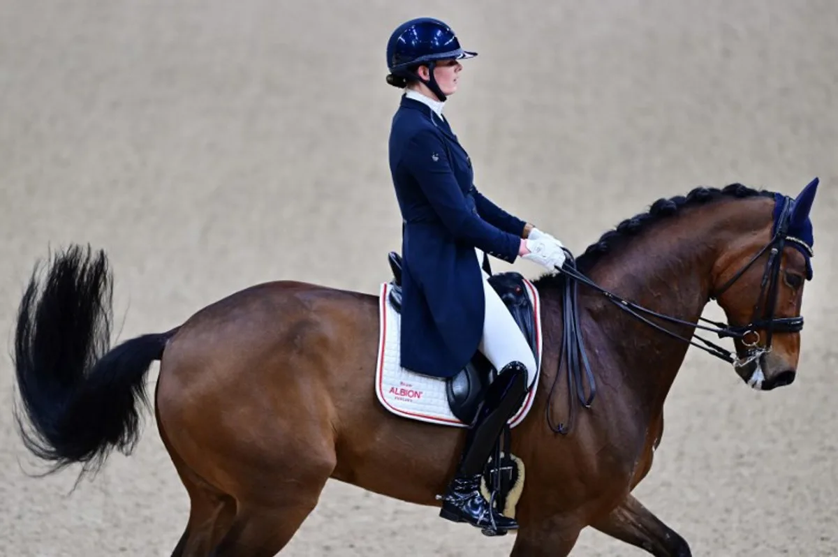 Belgium's Jorinde Verwimp is pictured with the horse Charmer during the FEI Dressage World Cup Grand Prix at the Gothenburg Horse Show at the Scandinavium Arena in Gothenburg, Sweden, on February 21, 2025. Bjorn LARSSON ROSVALL / TT NEWS AGENCY / AFP