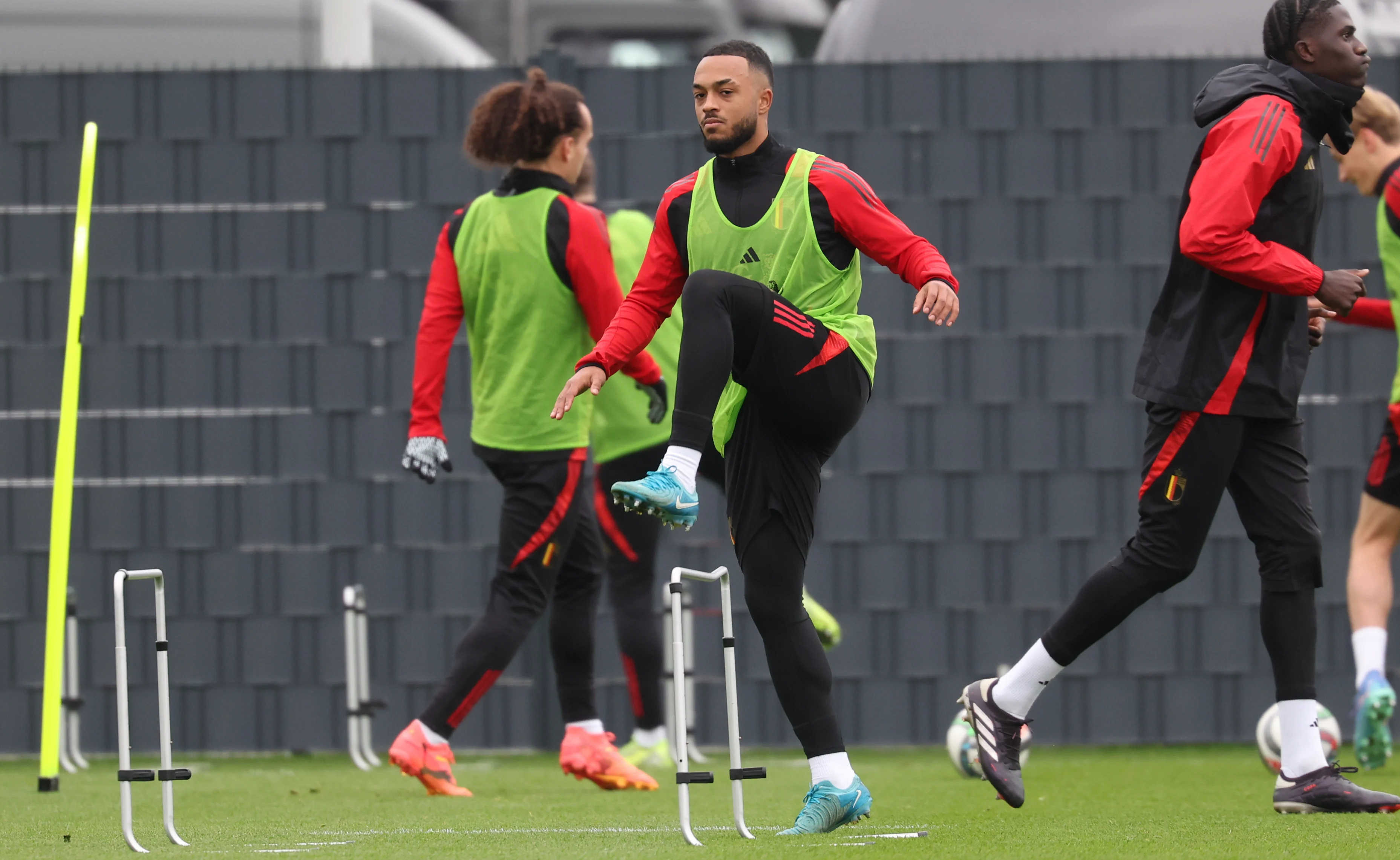 Belgium's Killian Sardella pictured during a training session of Belgian national soccer team Red Devils, part of the preparations for the upcoming Nations League games against Italy and Israel, Tuesday 12 November 2024 in Tubize. BELGA PHOTO VIRGINIE LEFOUR