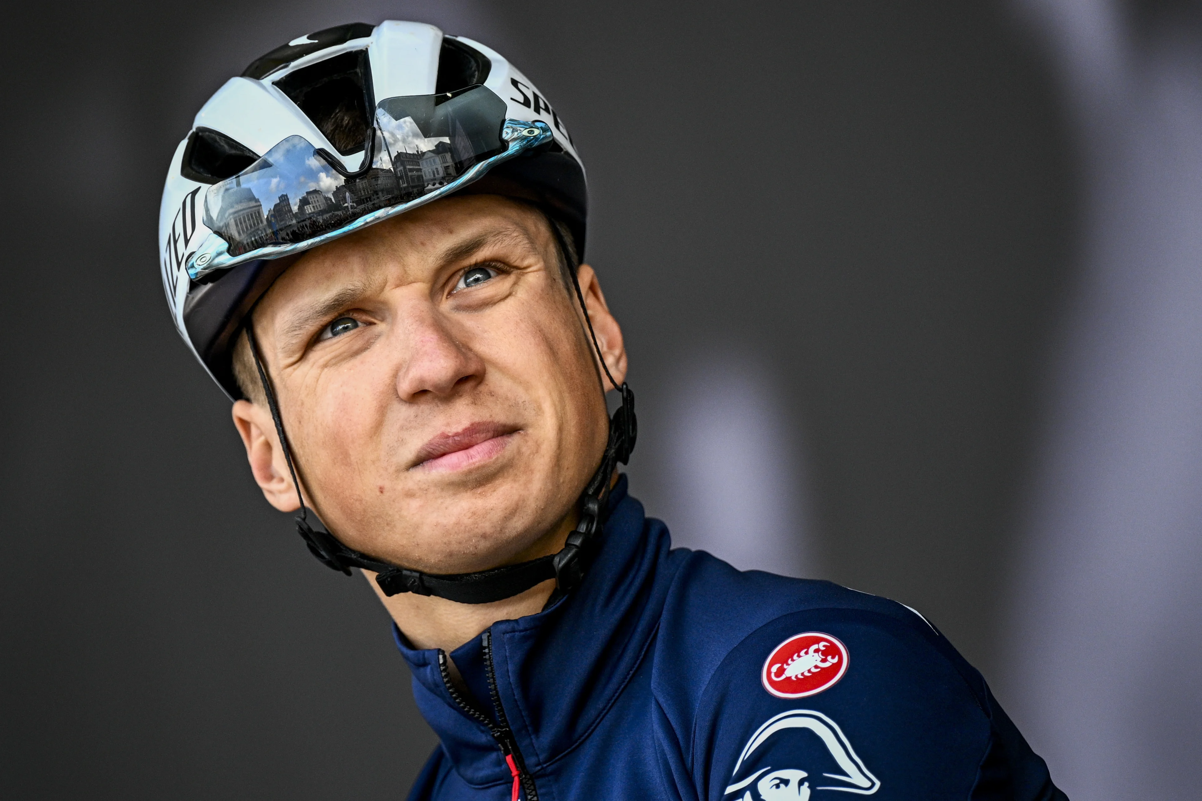 Belgian Mauri Vansevenant of Soudal Quick-Step pictured at the start of the men's race of the 'La Fleche Wallonne', one day cycling race (Waalse Pijl - Walloon Arrow), 199 km from Charleroi to Huy, Wednesday 17 April 2024. BELGA PHOTO JASPER JACOBS